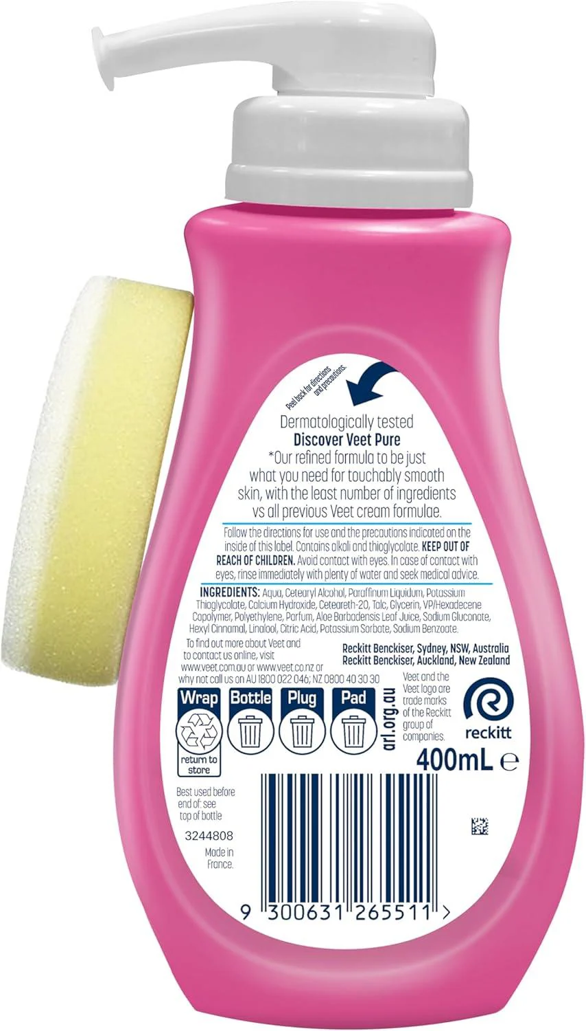 Veet Hair Remover Cream Pump Pure 400ml - Image 2