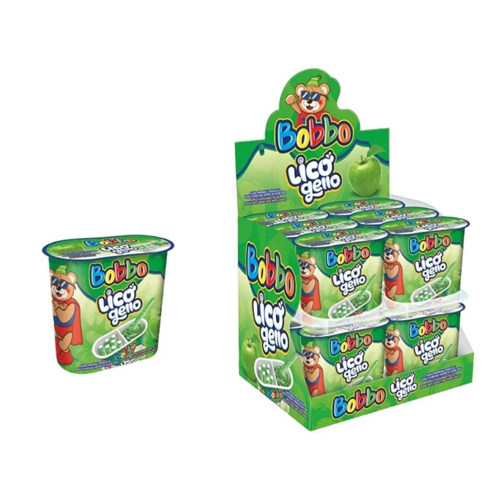 12x Bobbo Lico Gello Apple Dip In Display 45g