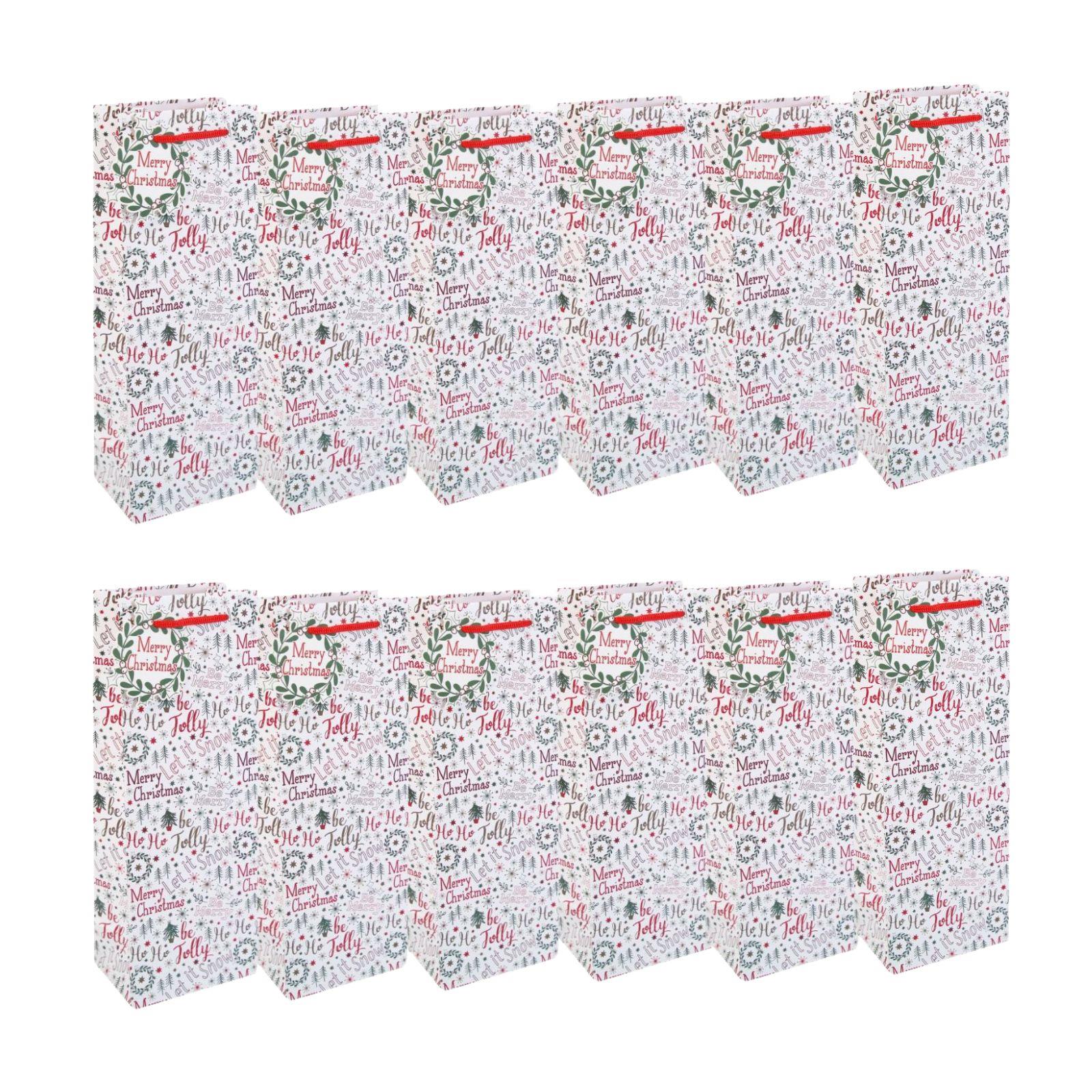 12x Christmas Bottle Gift Bag Merry Christmas