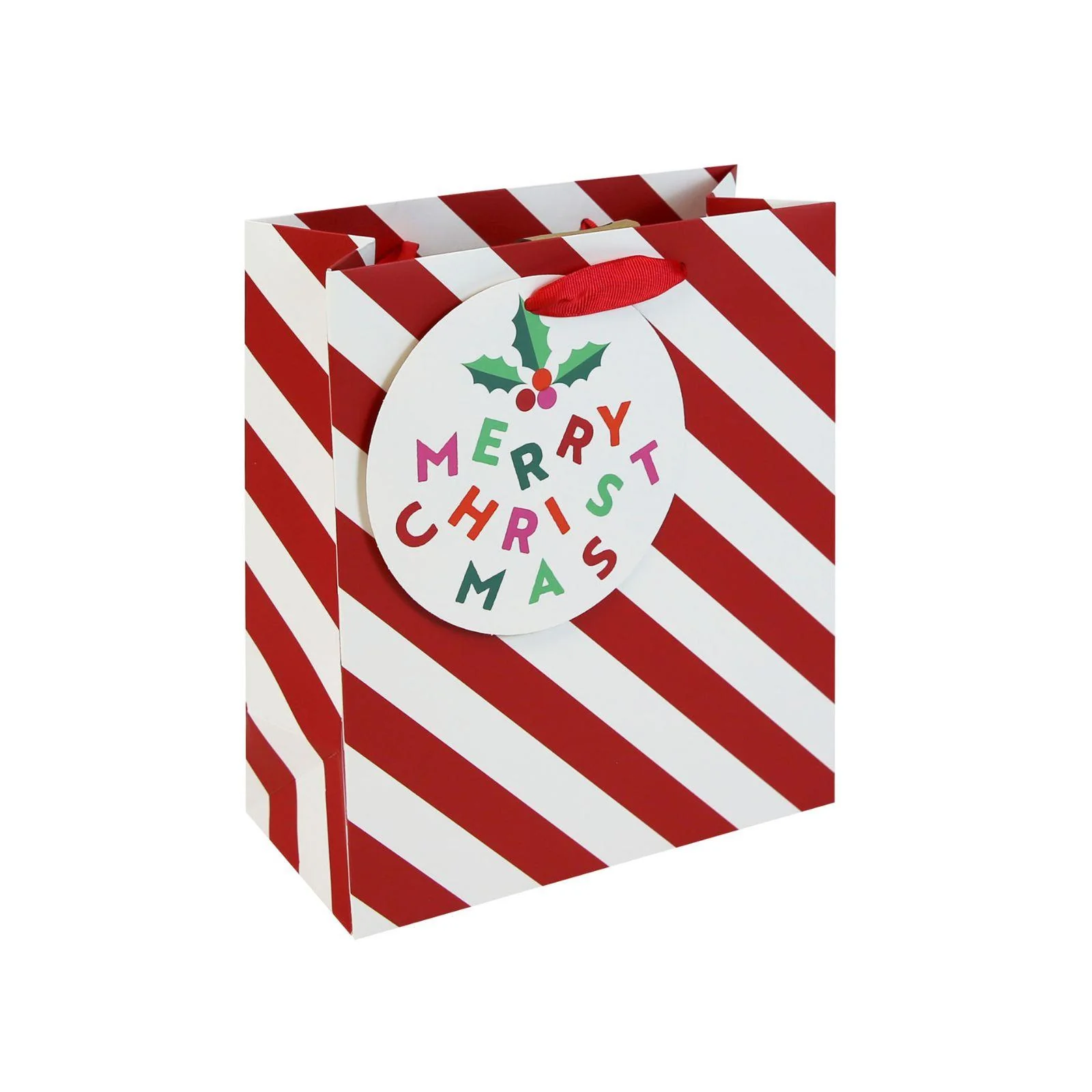 12x Christmas Gift Bag Medium Candy Cane - Image 2