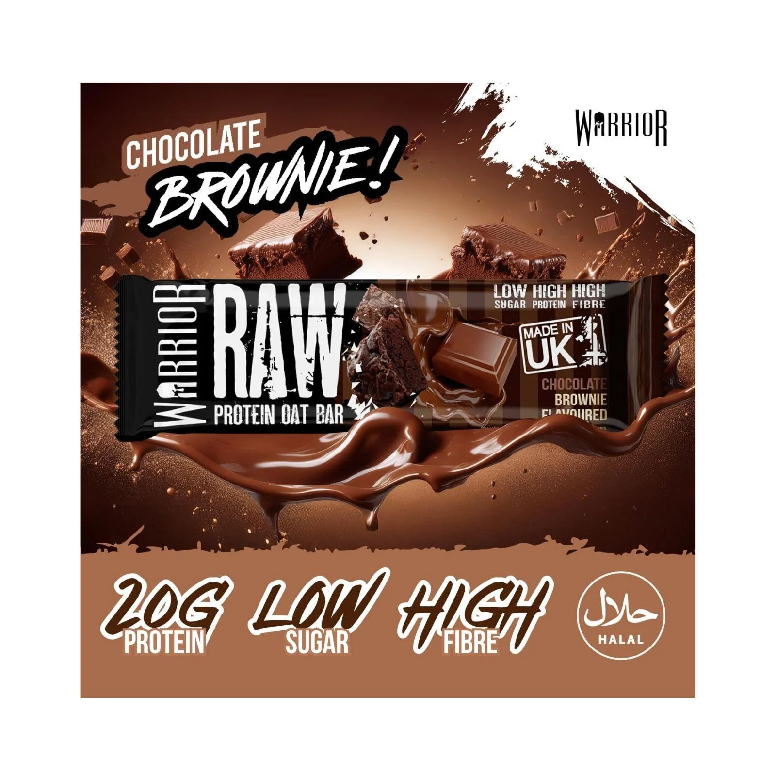 12x Warrior Raw Protein Bars -Oat Bar Flapjacks Chocolate Brownie 75g - Image 3