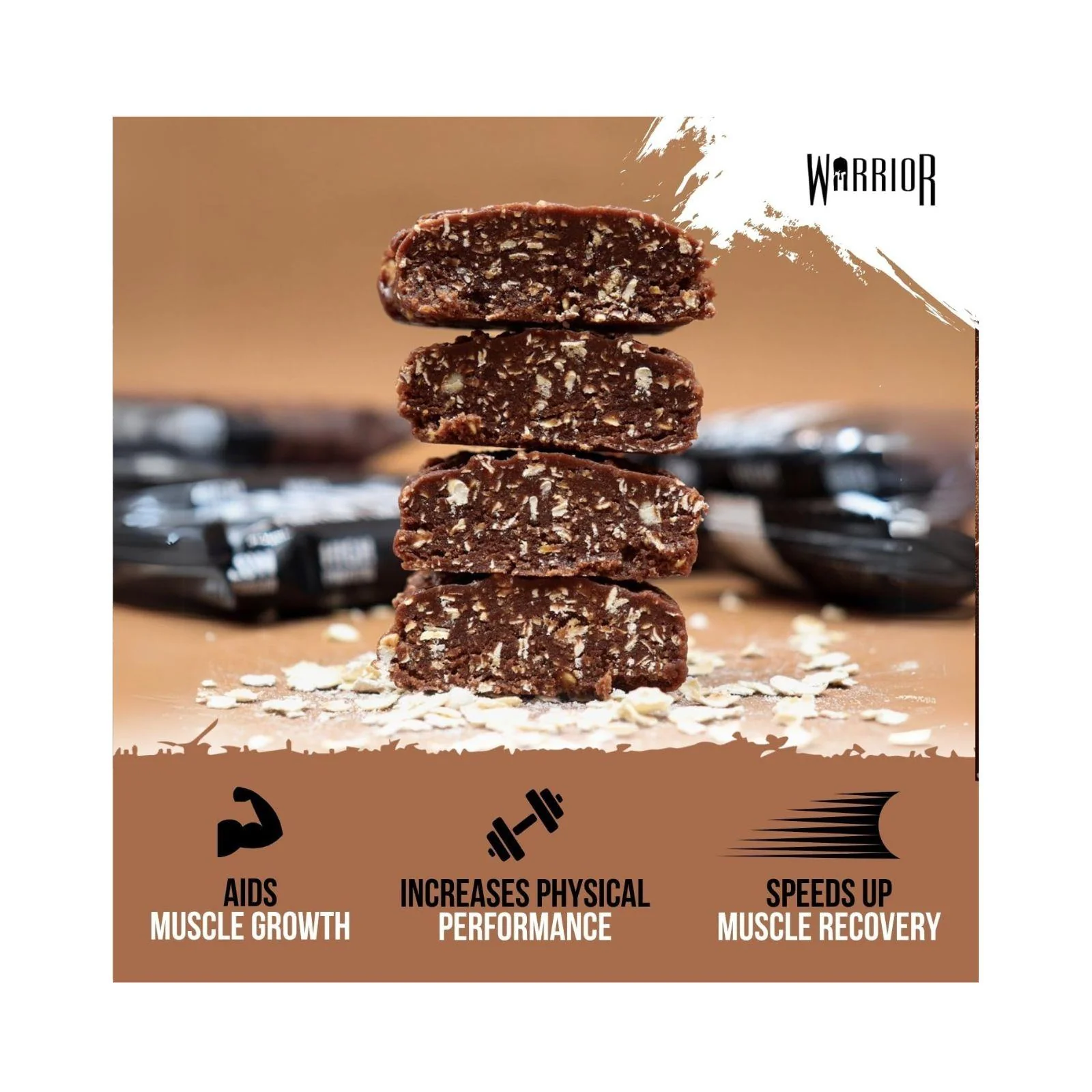 12x Warrior Raw Protein Bars -Oat Bar Flapjacks Chocolate Brownie 75g - Image 4