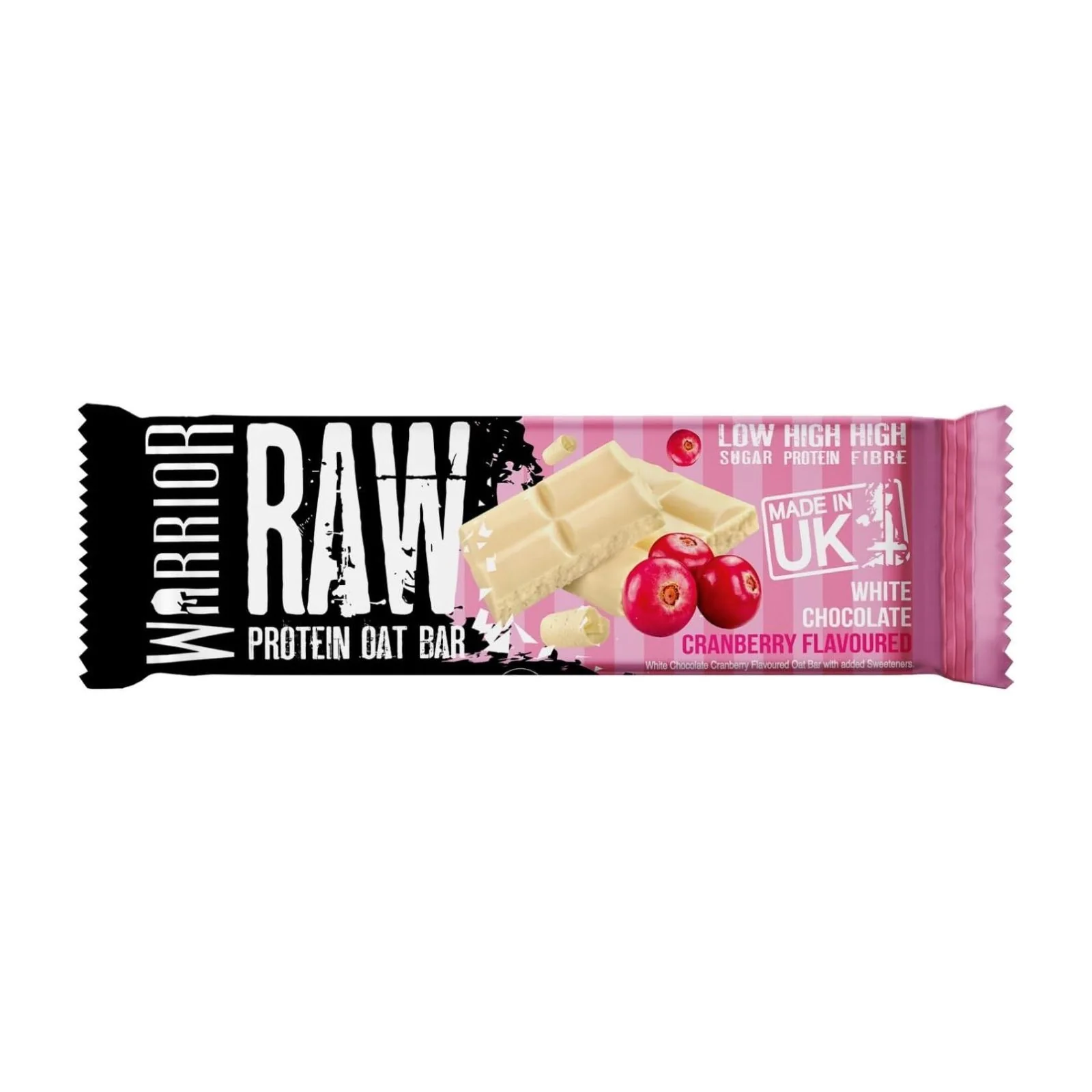 12x Warrior Raw Protein Bars Oat Bar Flapjacks,White Chocolate Cranberry 75g - Image 2