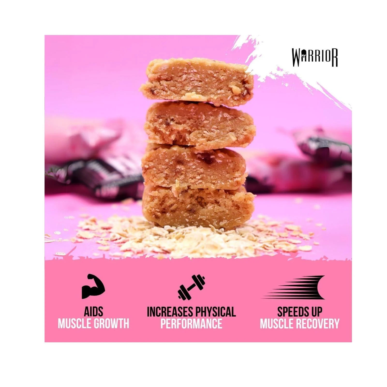 12x Warrior Raw Protein Bars Oat Bar Flapjacks,White Chocolate Cranberry 75g - Image 4