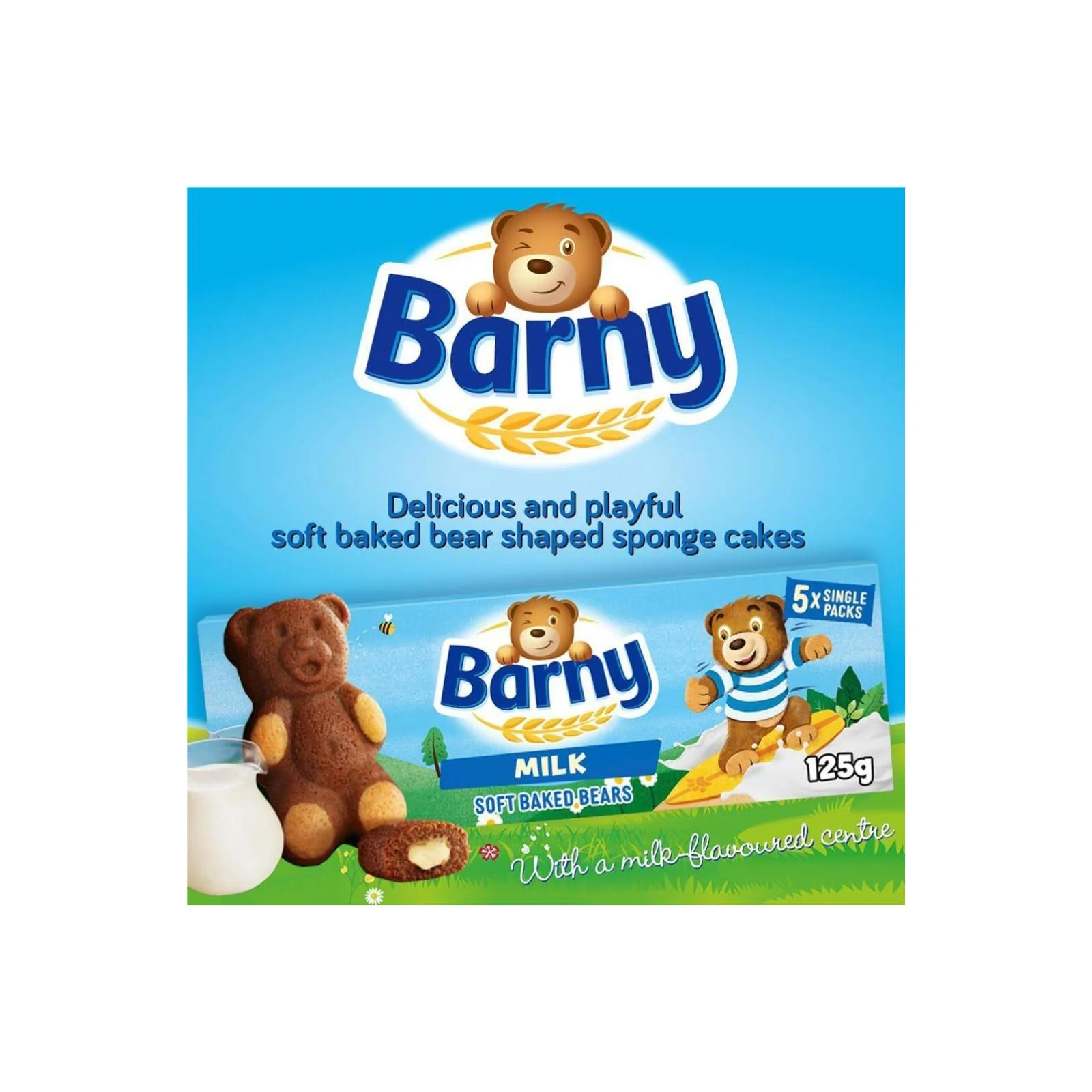 7 x Barny Milk Soft Baked Beans Kids Sponge Bear 5 Packs 125Gm - Image 3