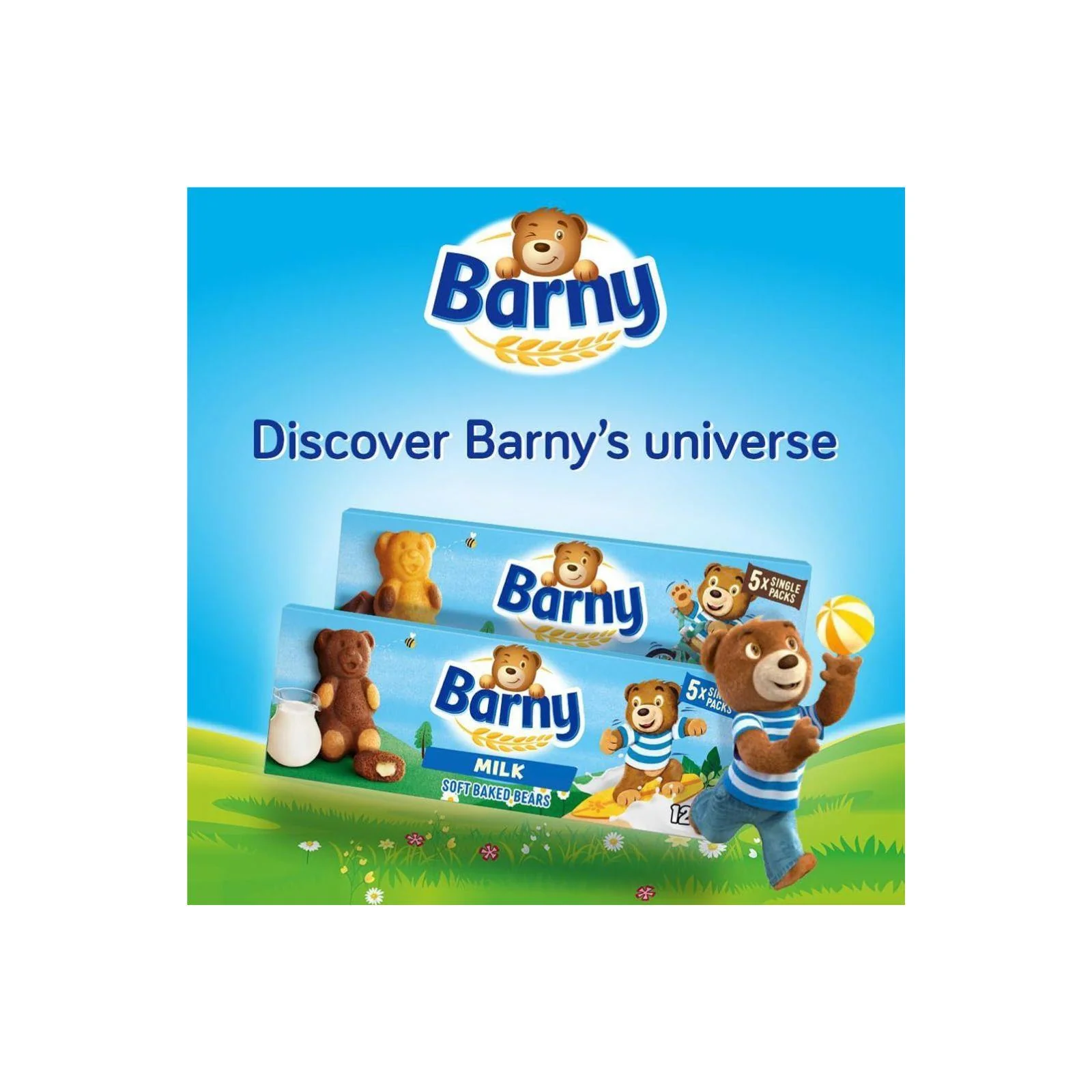 7 x Barny Milk Soft Baked Beans Kids Sponge Bear 5 Packs 125Gm - Image 6