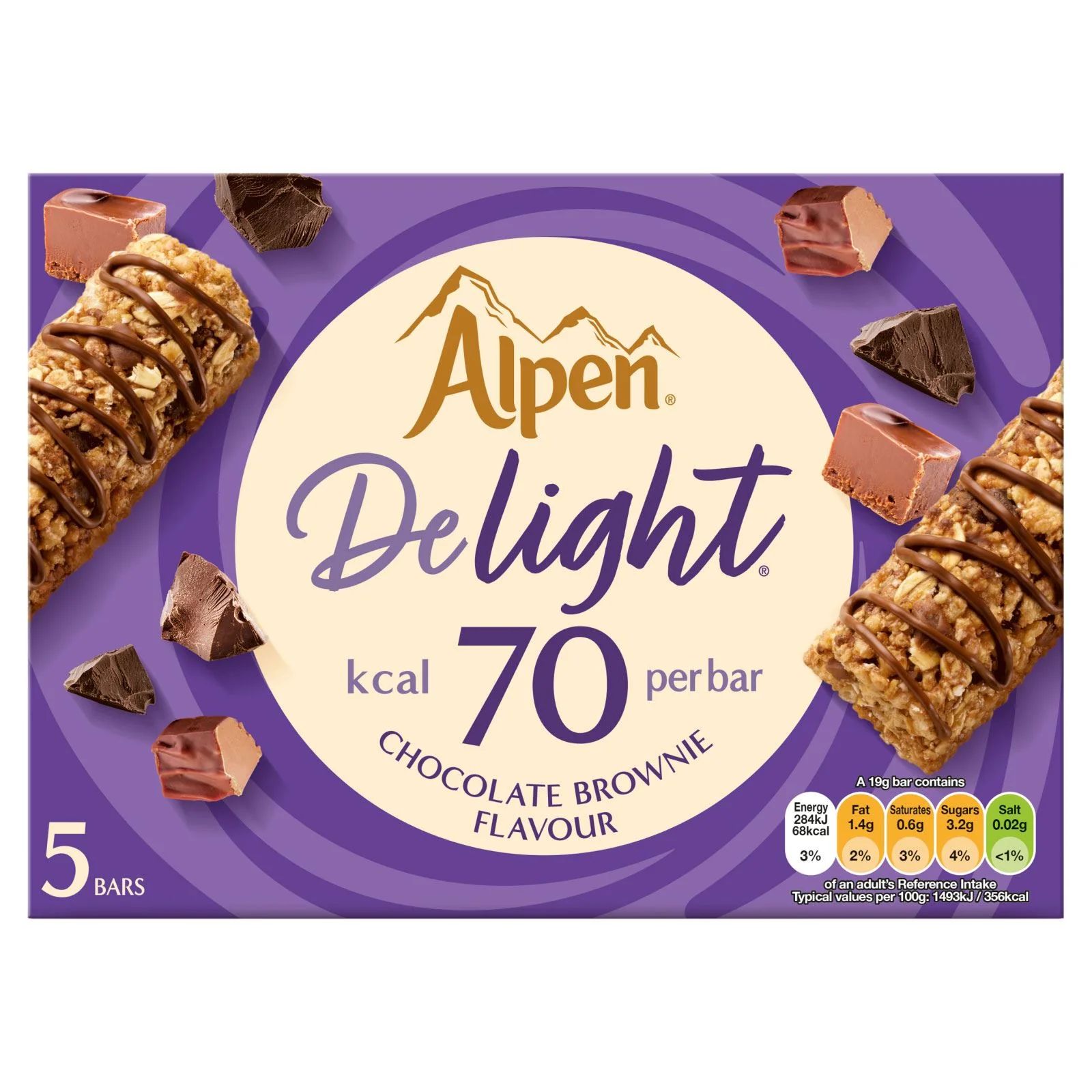 Alpen Delight Chocolate Brownie 5 Pack 95g (Box of 10)