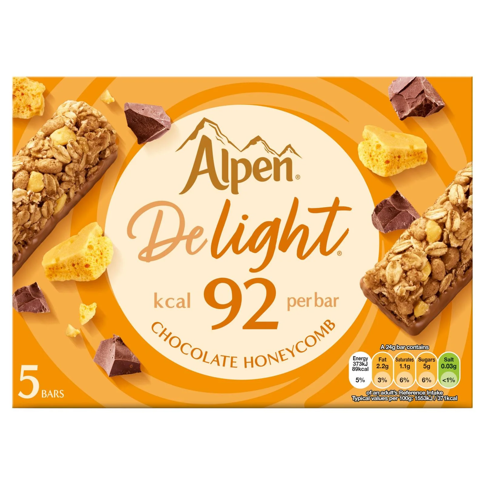 Alpen Delight Chocolate Honeycomb Cereal Bars 5 Pack 120g (Box of 10)