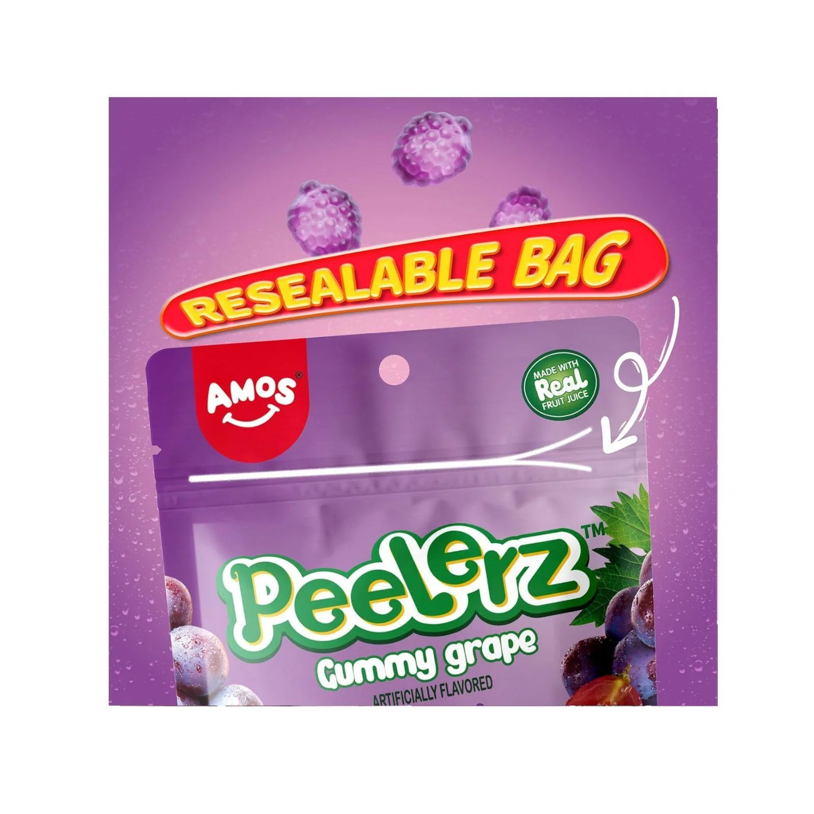 Amos Peelerz Gummy - Peelable Grape Gummy 120g - Image 4