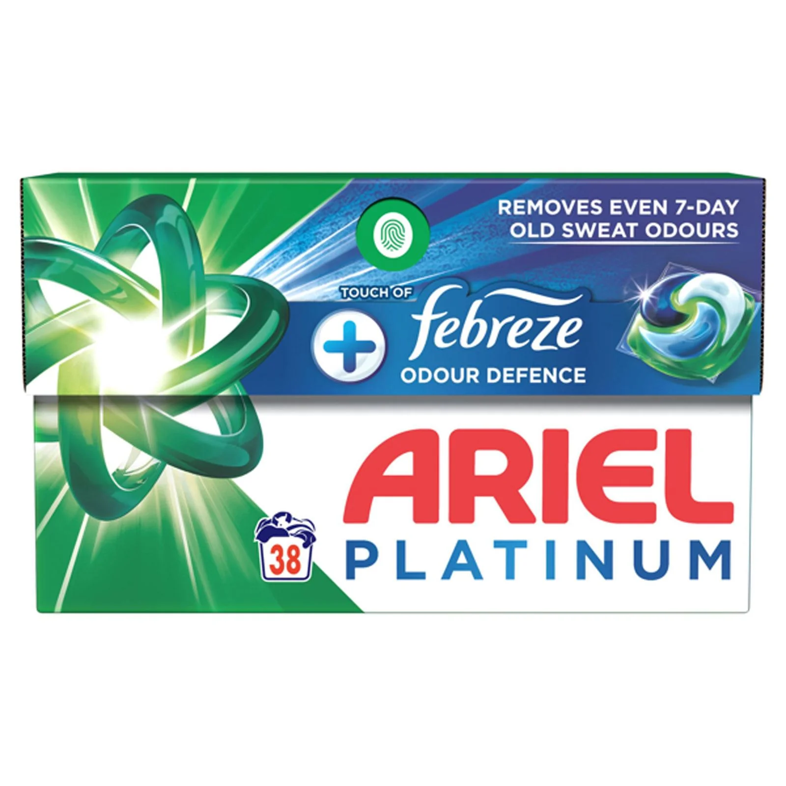 Ariel Platinum Washing Capsules +Touch Of Febreze Odour Defence, (38 Washes)