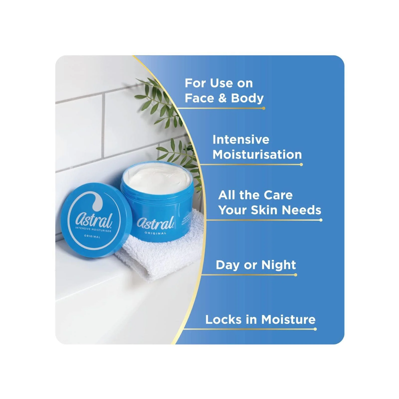 ASTRAl Face & Body Intensive Moisturiser Cream 500ml - Image 3