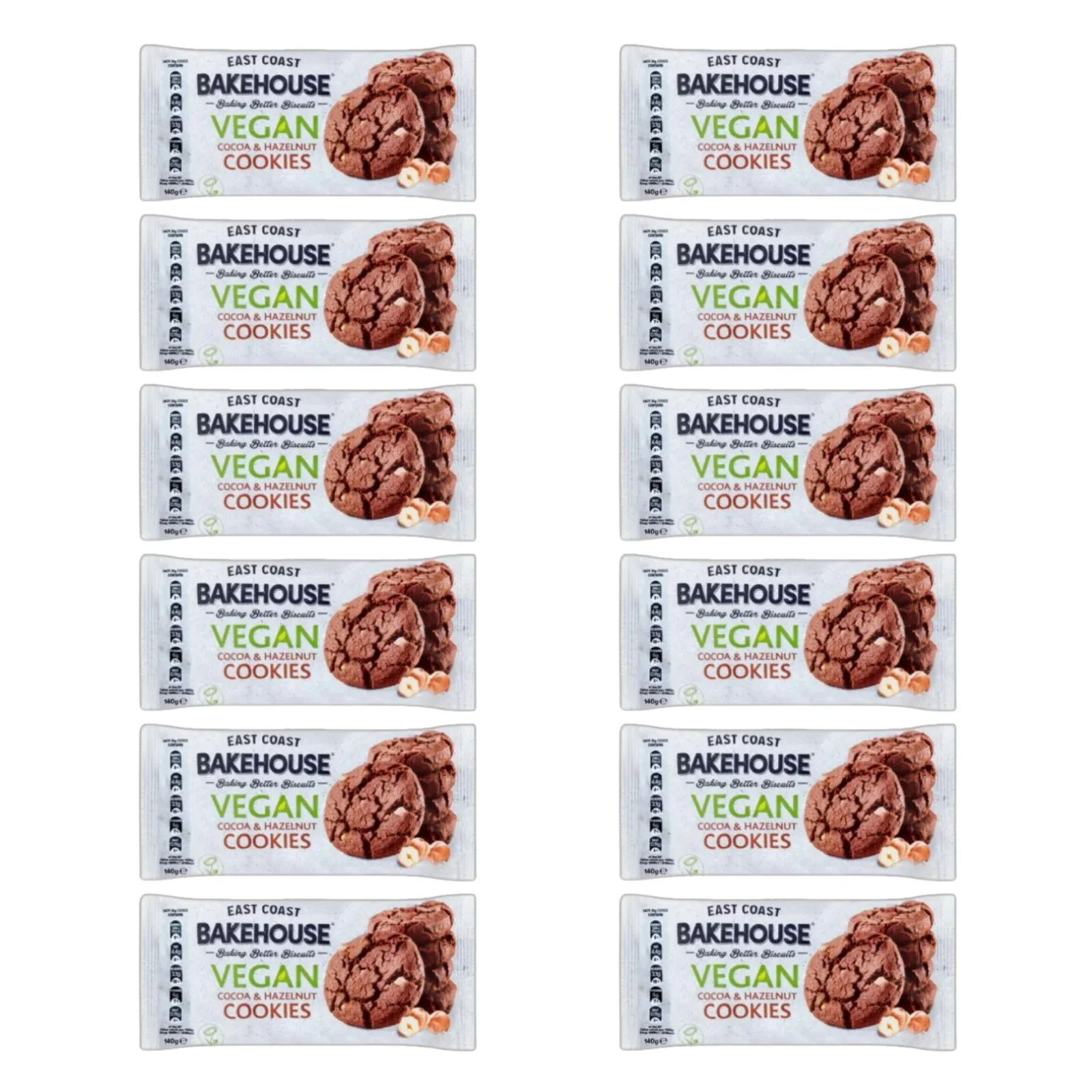 Bakehouse Vegan Cookies Biscuits Cocoa & Hazelnut 220g (Box of 12)