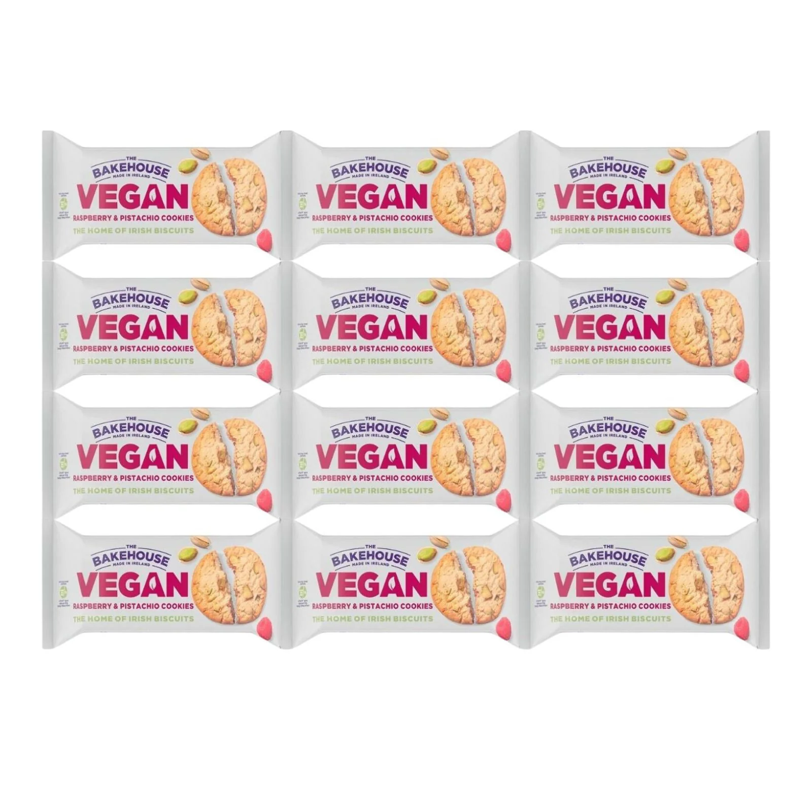 Bakehouse Vegan Biscuits Raspberry & Pistachio Cookies 220g (Box of 12)