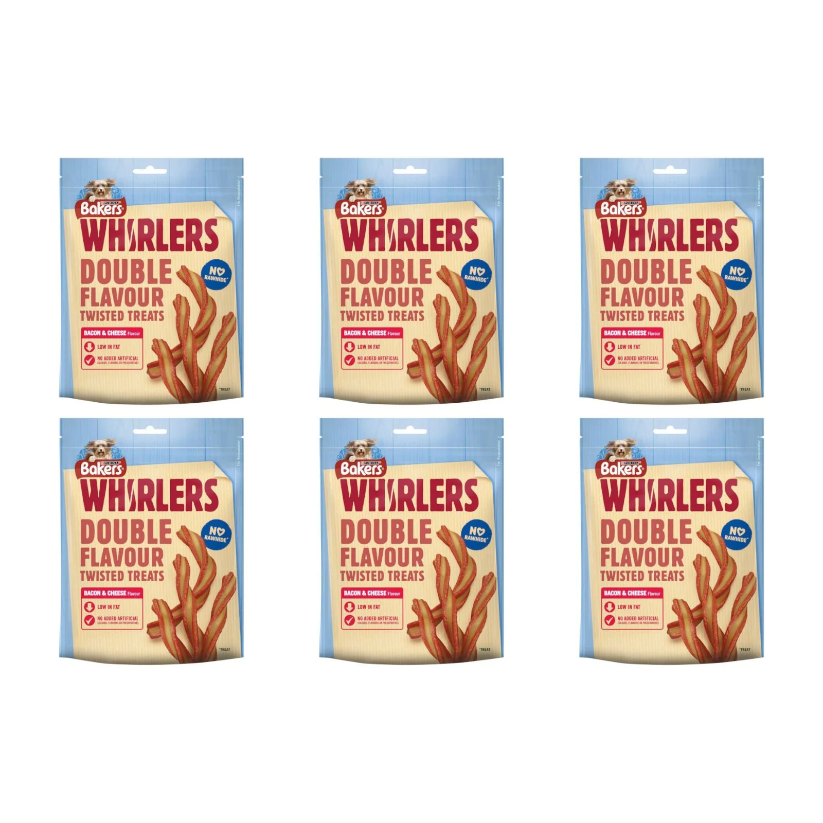 Bakers Whirlers Dog Treats Bacon and Cheese 130g (Box of 6)