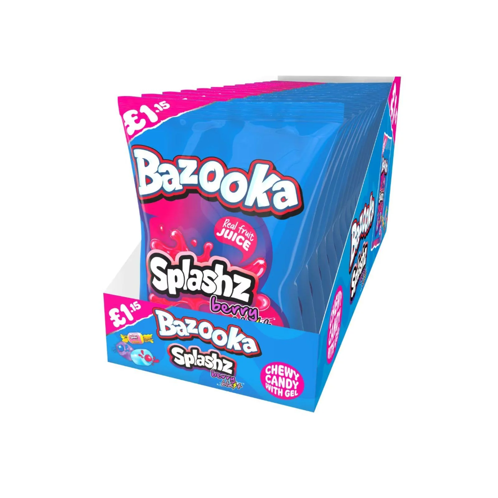 Bazooka Splashz Berry Blast Bag 120g £1.15 PMP (Box of 12) - Image 2