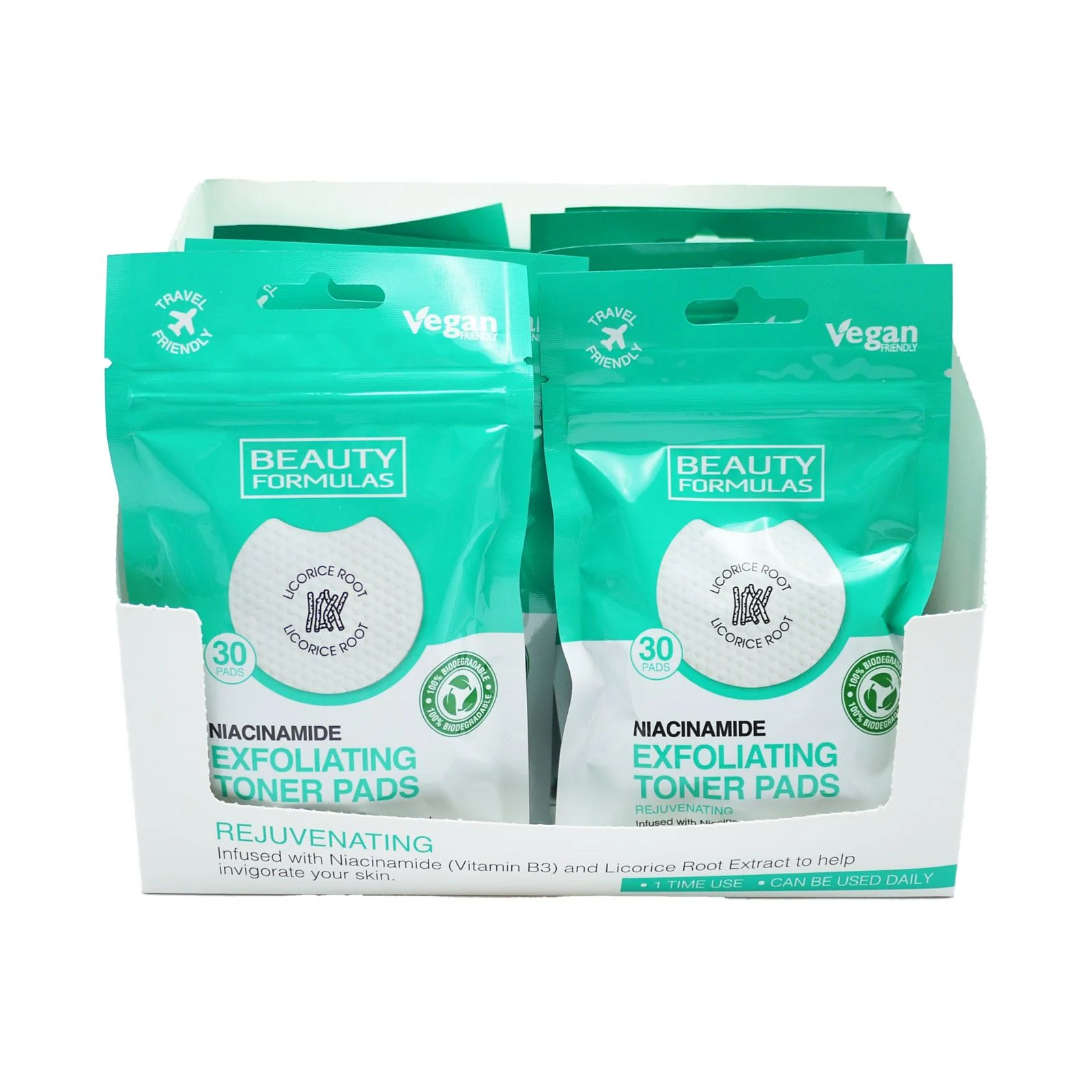 Beauty Formulas Toner Pads Niacinamide Exfoliating 30 Wipes