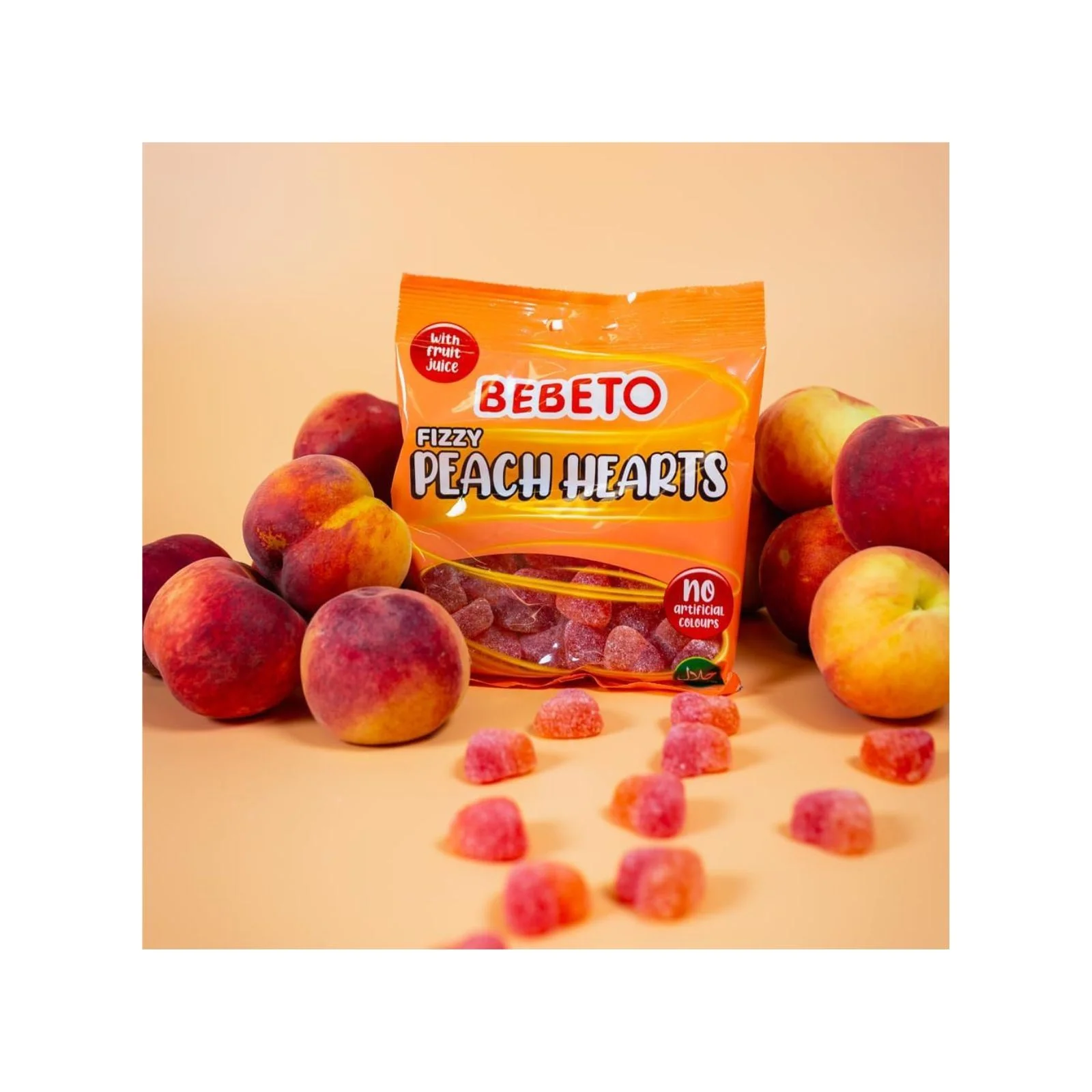 Bebeto Fizzy Peach Hearts 150g (Box of 10) - Image 2