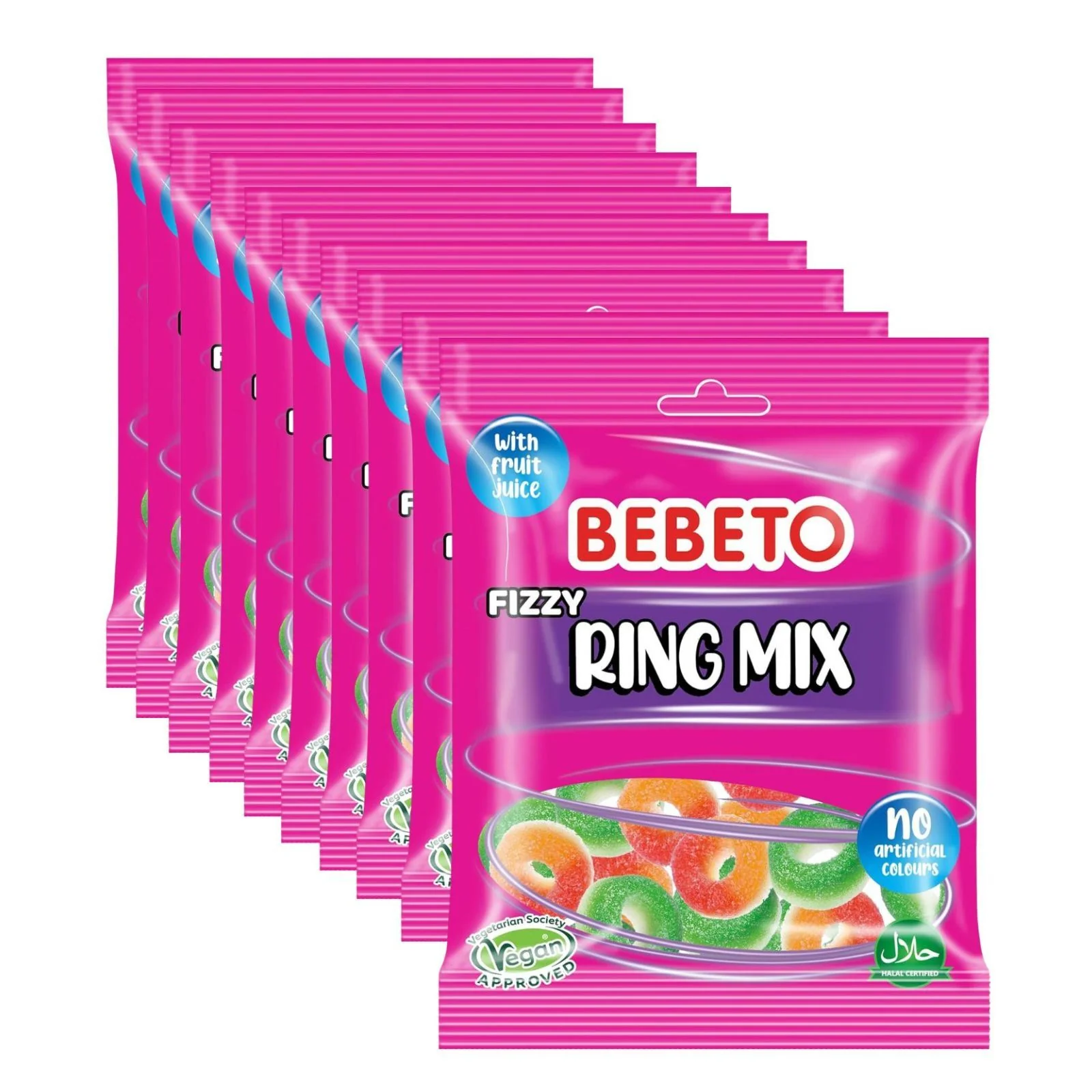 Bebeto Fizzy Ring Mix 150g (Box of 10)