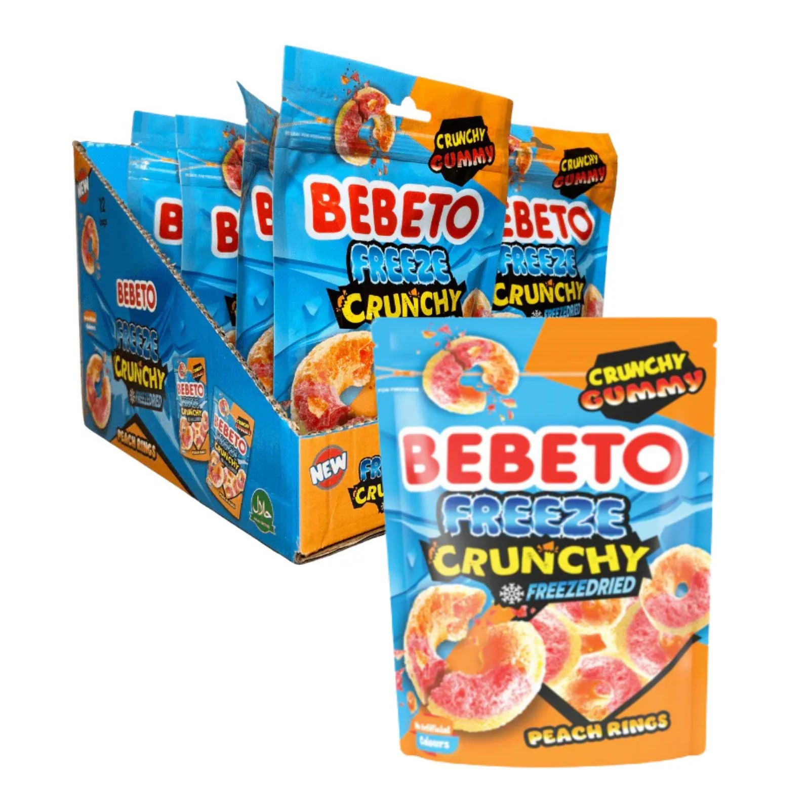 Bebeto FreezeDried Peach Rings 35g (Box of 12)