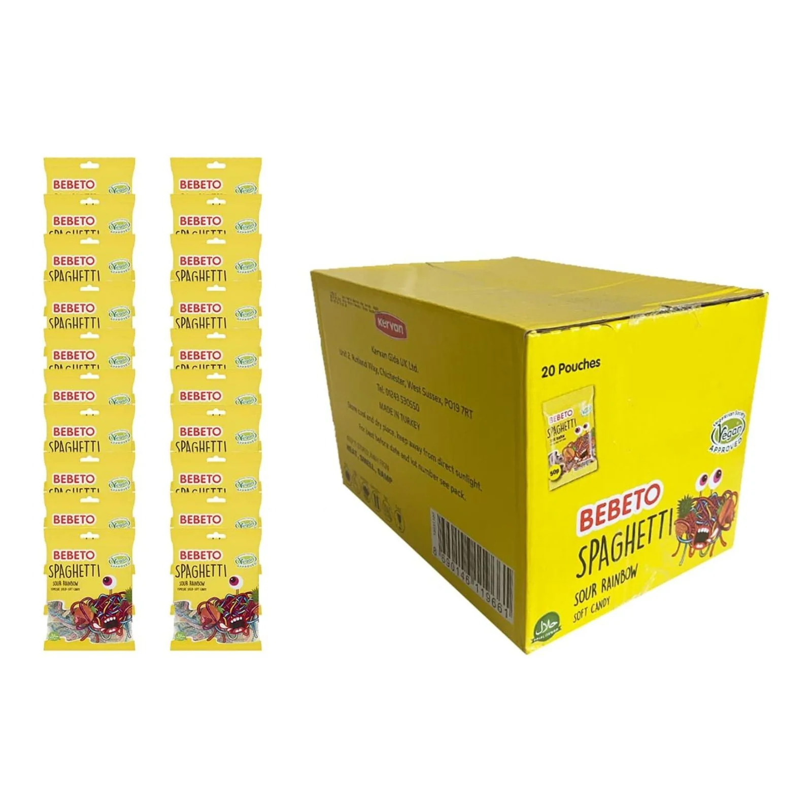 Bebeto Spaghetti Sour Rainbow Soft Candy PMP 50p 70g (Box of 20)