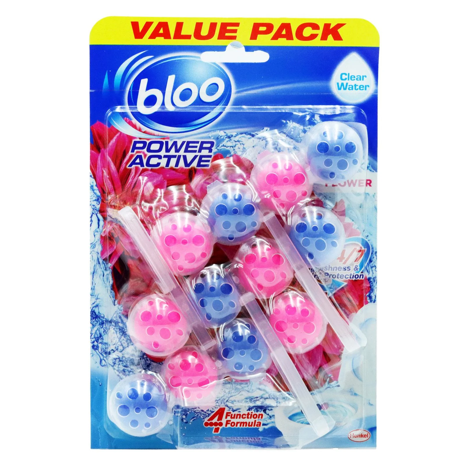 Bloo Power Active Toilet Rim Block Fresh Flowers,Pack of 3