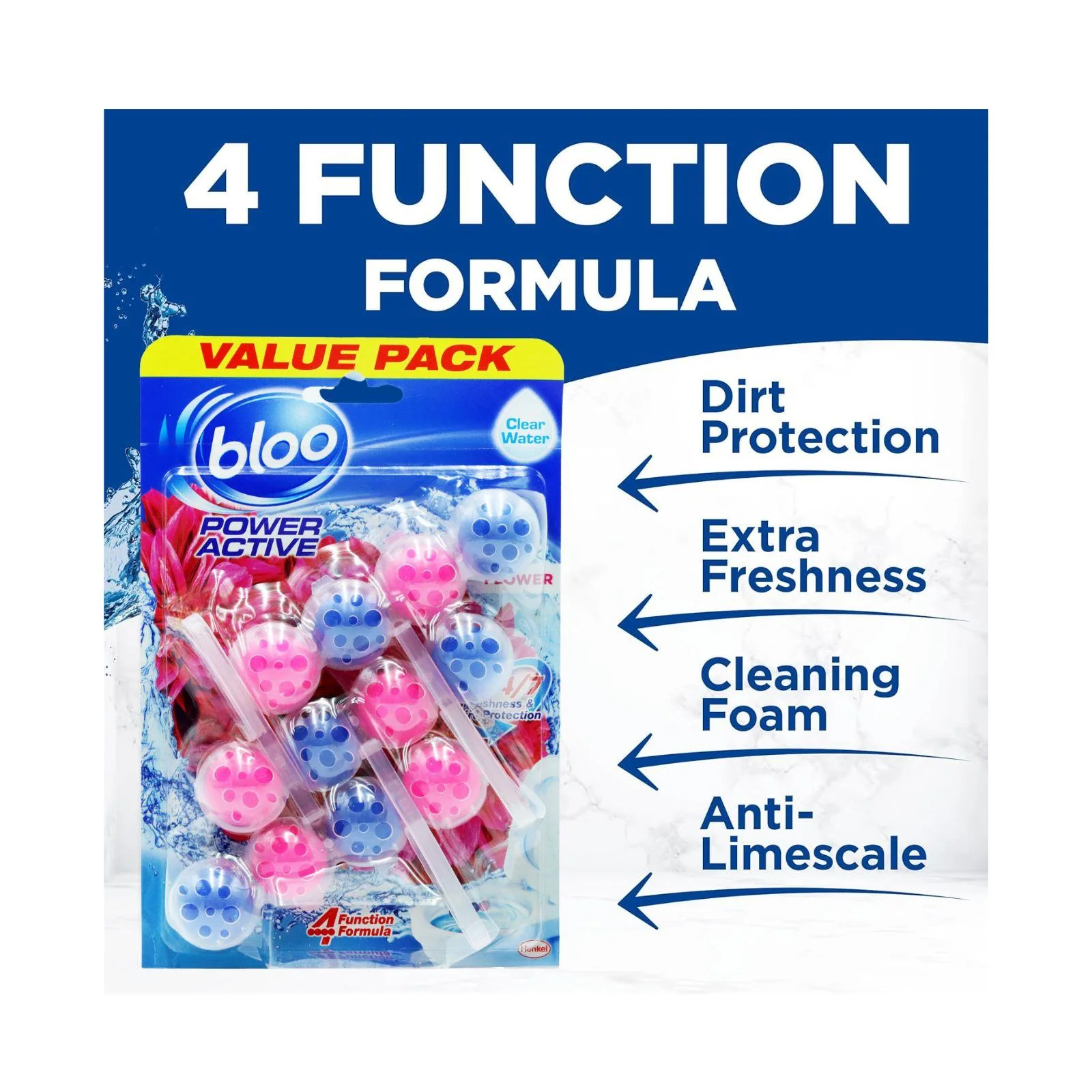 Bloo Power Active Toilet Rim Block Fresh Flowers,Pack of 3 - Image 2