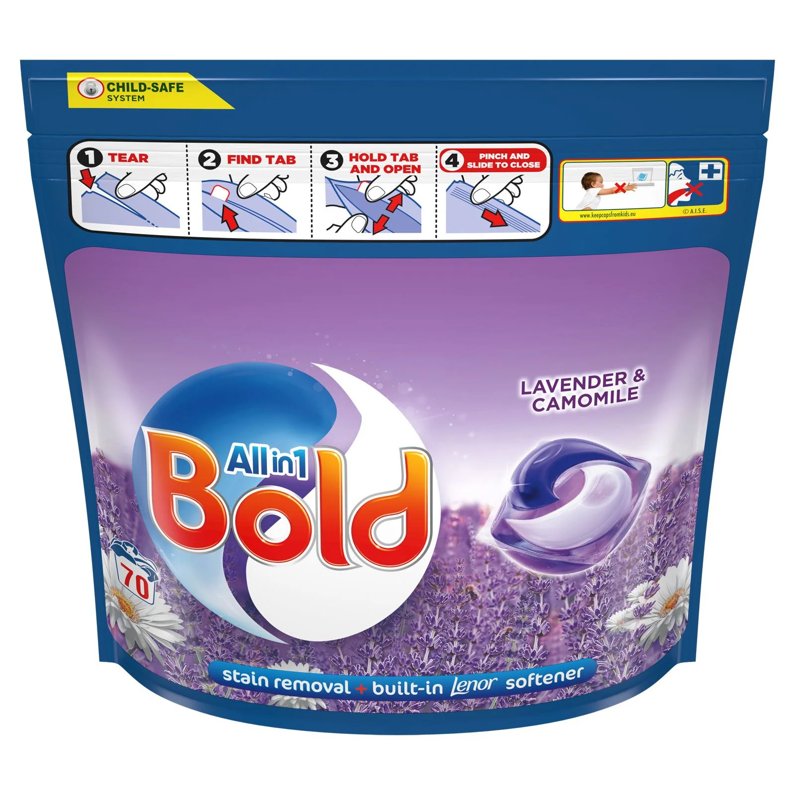 Bold All-in-1 PODS Washing Liquid Capsules Lavender and Camomile 70 Washes
