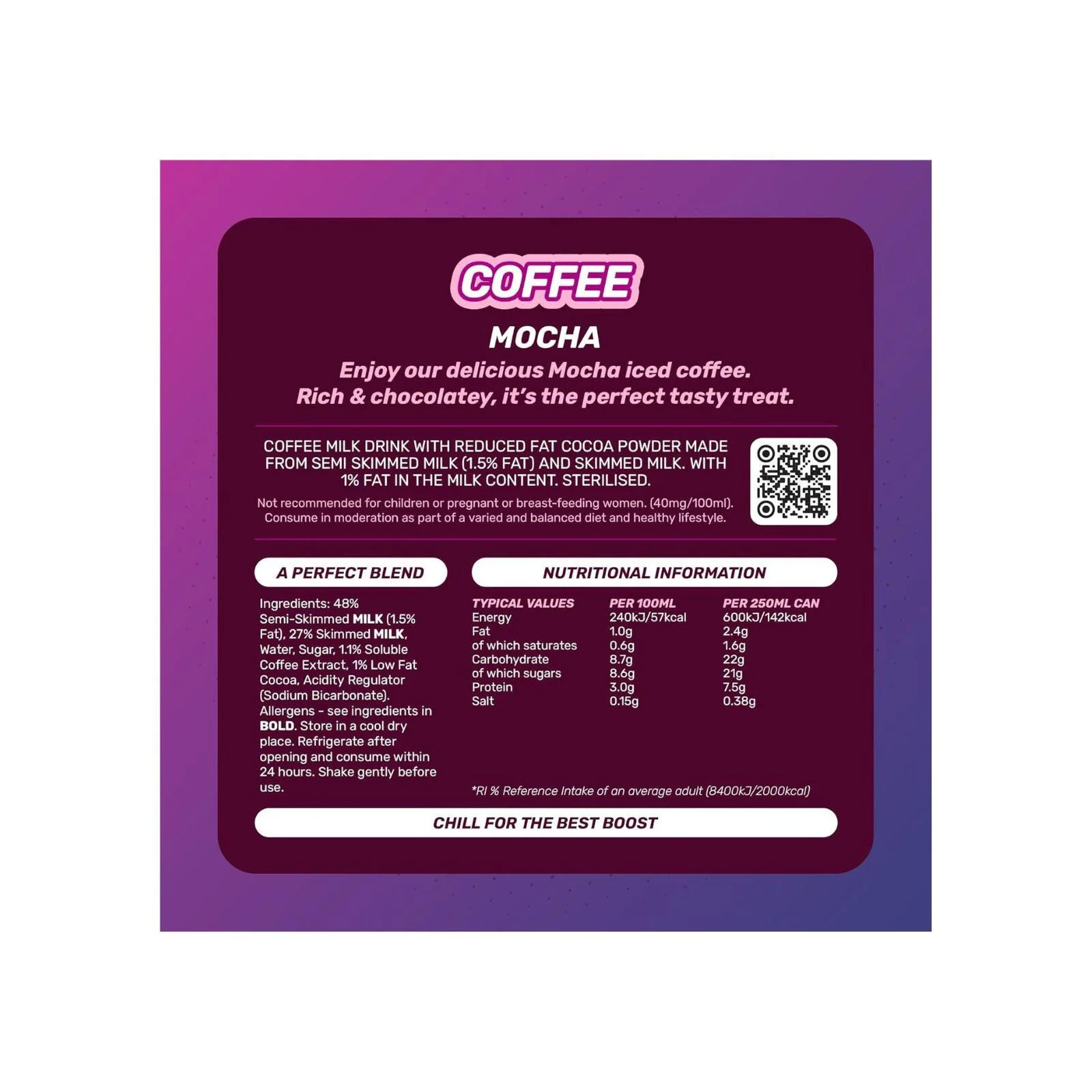 Boost Iced Coffee Cans Mocha 250ml PM £1.19 (Box of 12) - Image 2