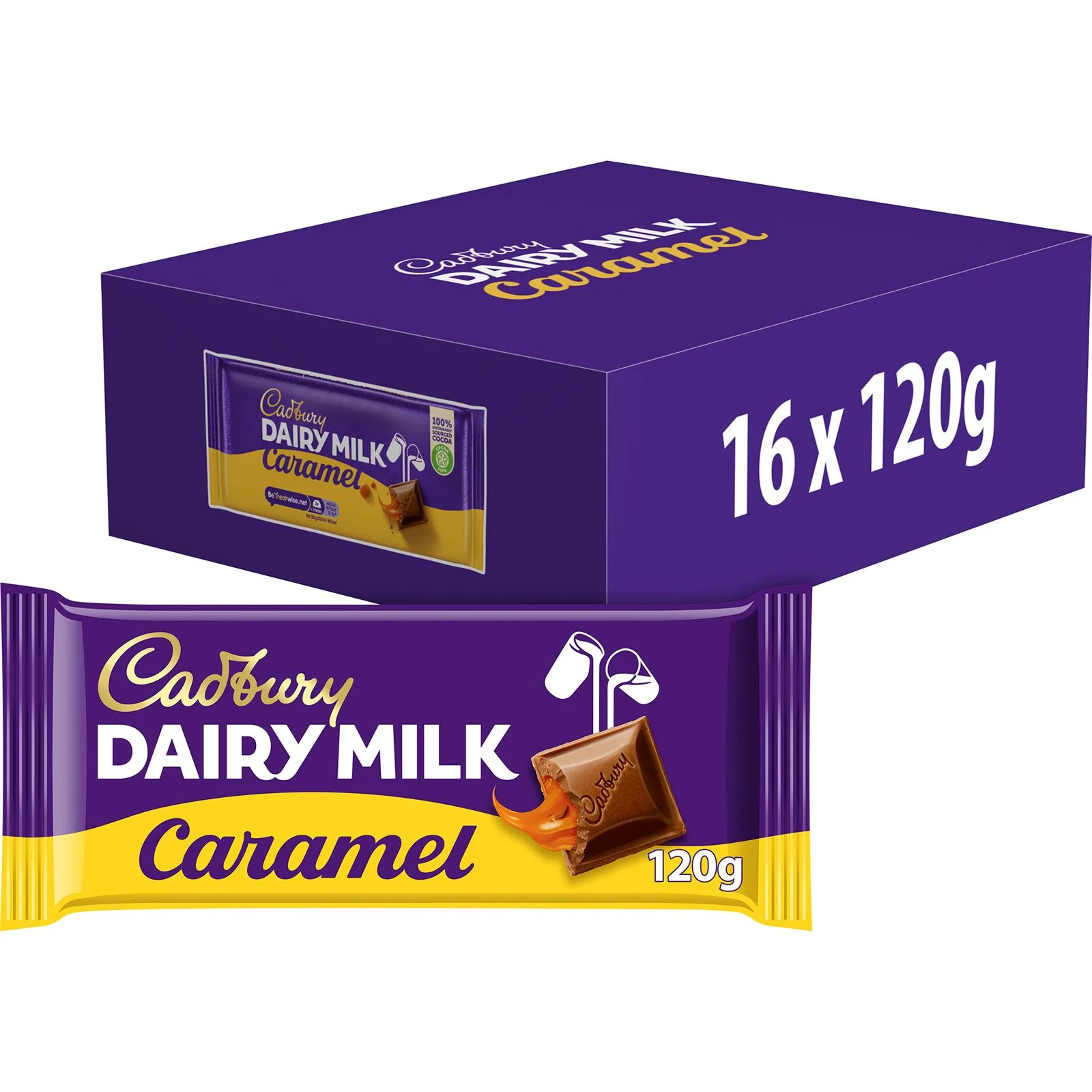Cadbury Dairy Milk Caramel Chocolate 120g (Box of 16)