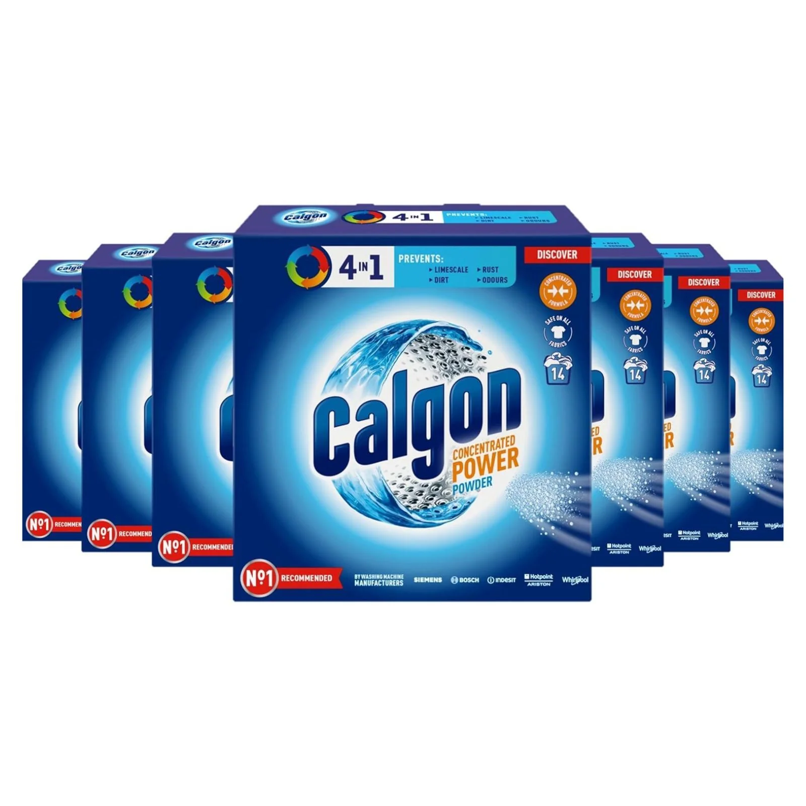 7 x Calgon 4 in 1 Washing Machine Cleaner Limescale Protection Powder, 350g