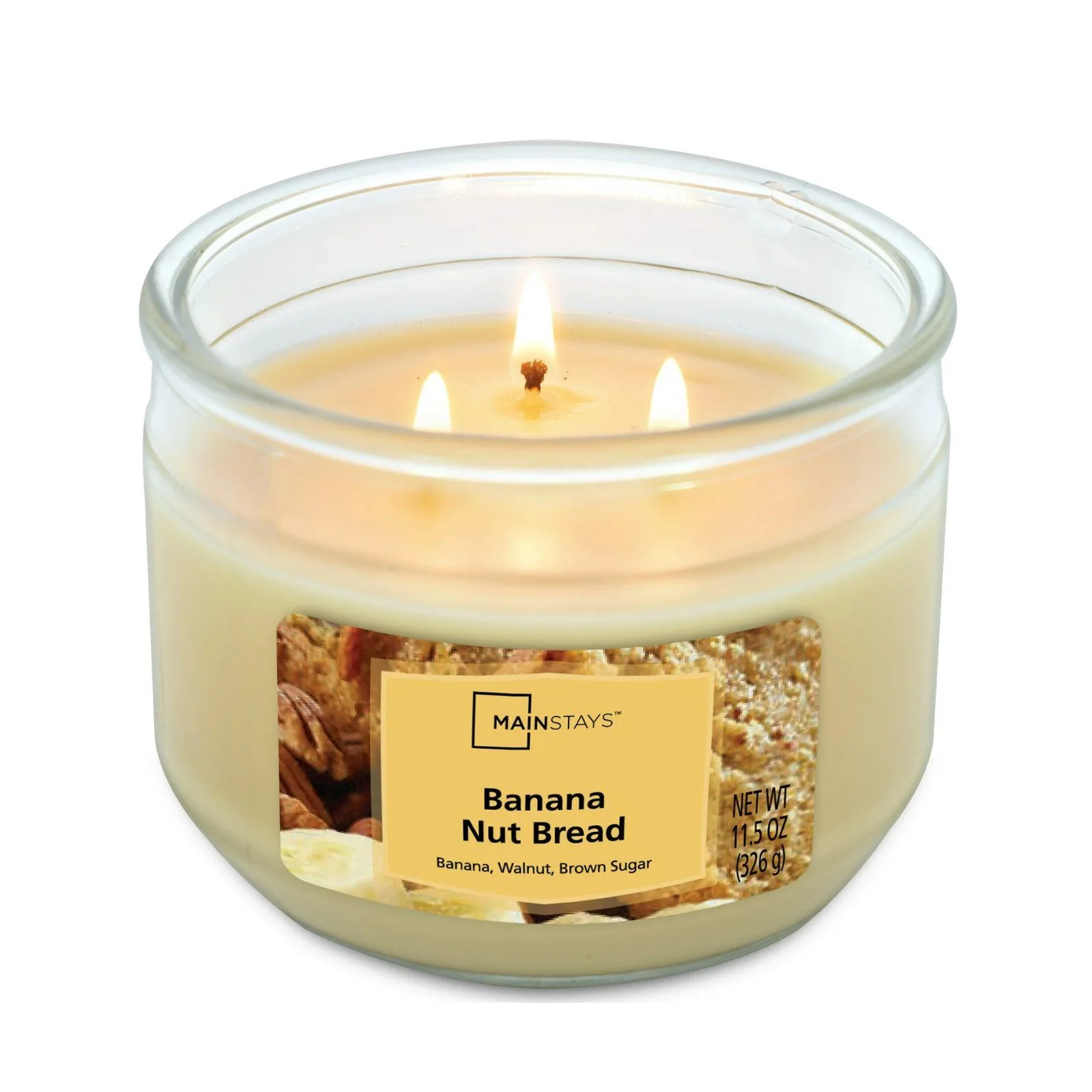 Mainstays Candle Jar 3 Wick Banana Nut Bread 11.5 oz - Image 2