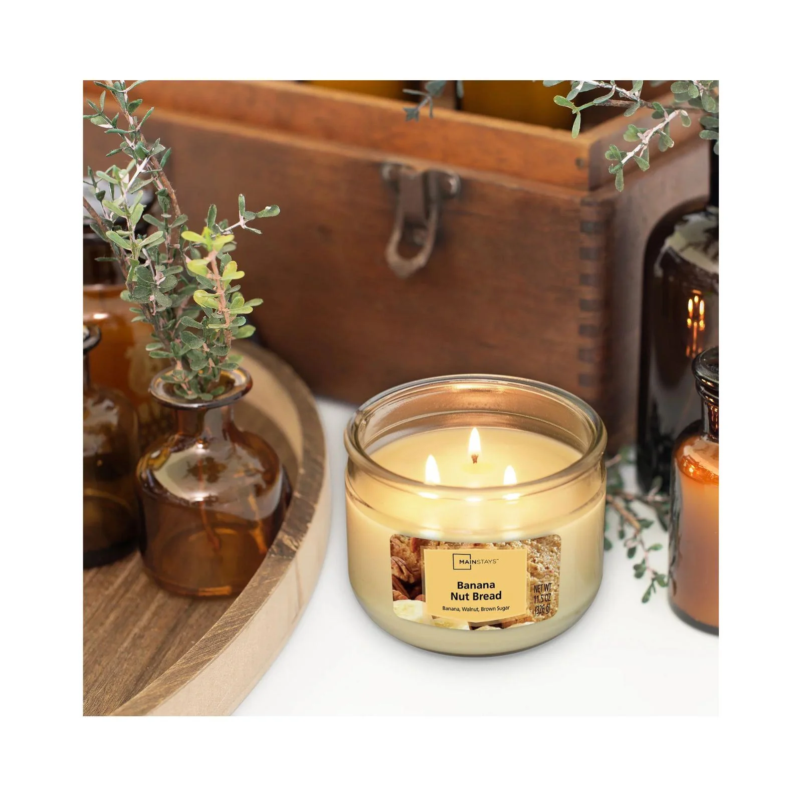 Mainstays Candle Jar 3 Wick Banana Nut Bread 11.5 oz - Image 4