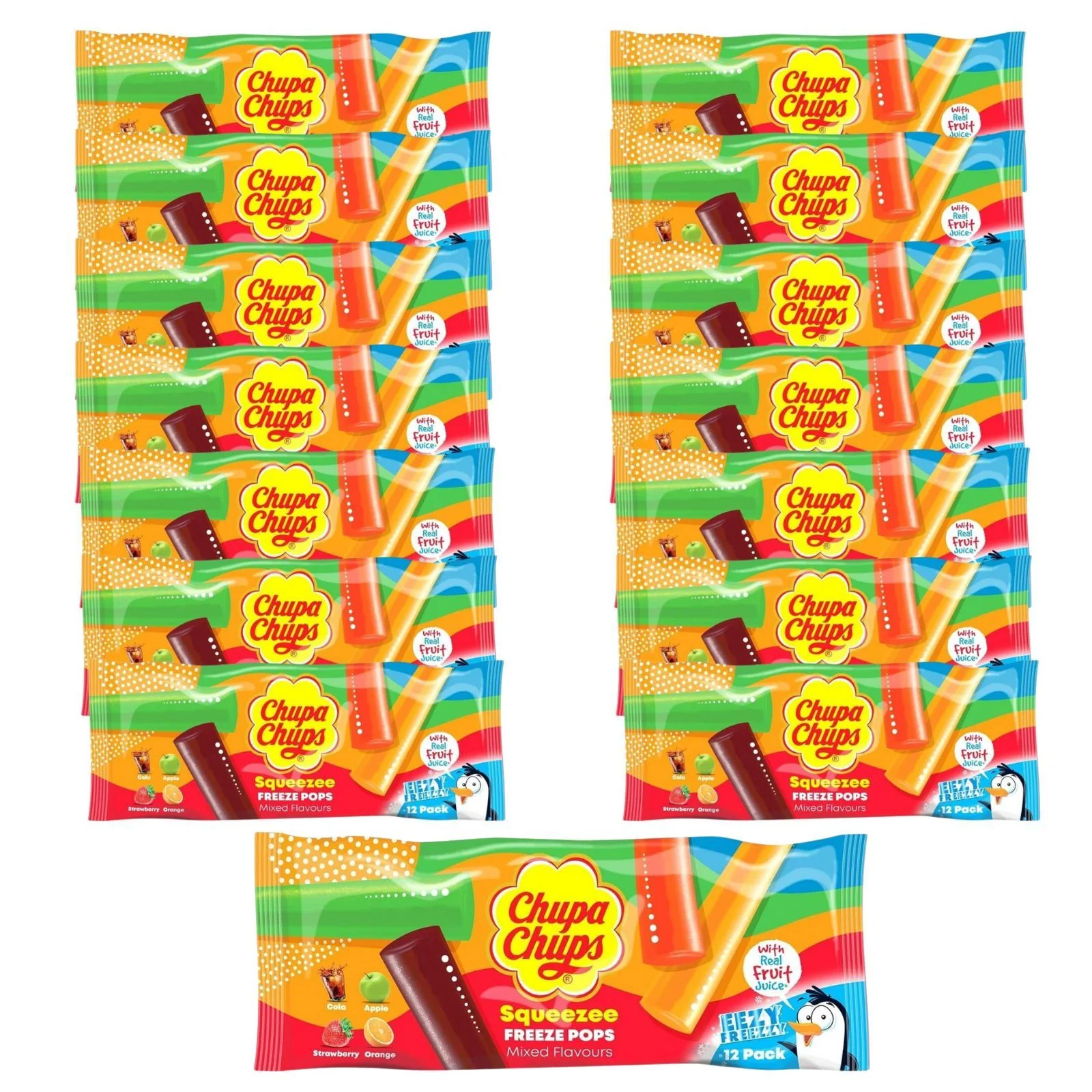 Chupa Chups Squeezee Freeze Ice Pops 12 Pack (Box of 15)