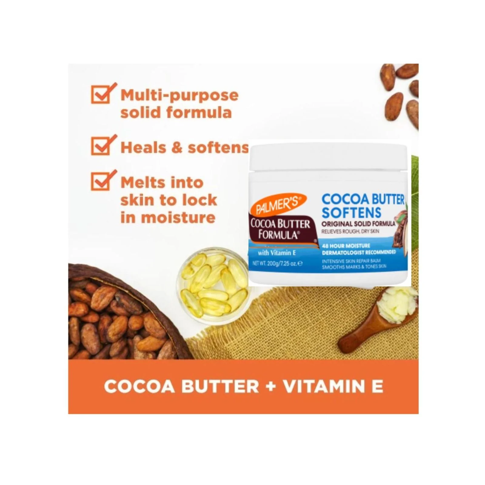 Cocoa Butter Softens Original Solid Formula Jar 200g - Image 2