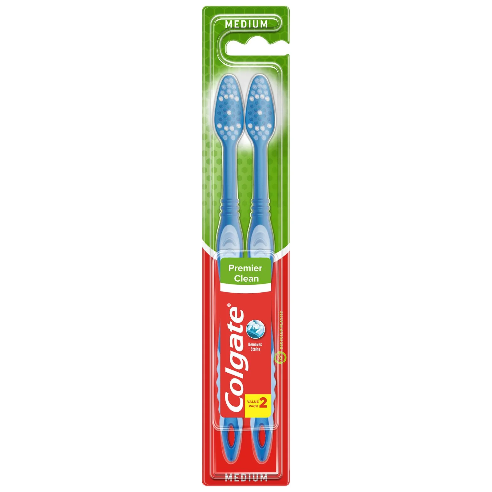 Colgate Premier Clean Toothbrush Medium 2 Pack
