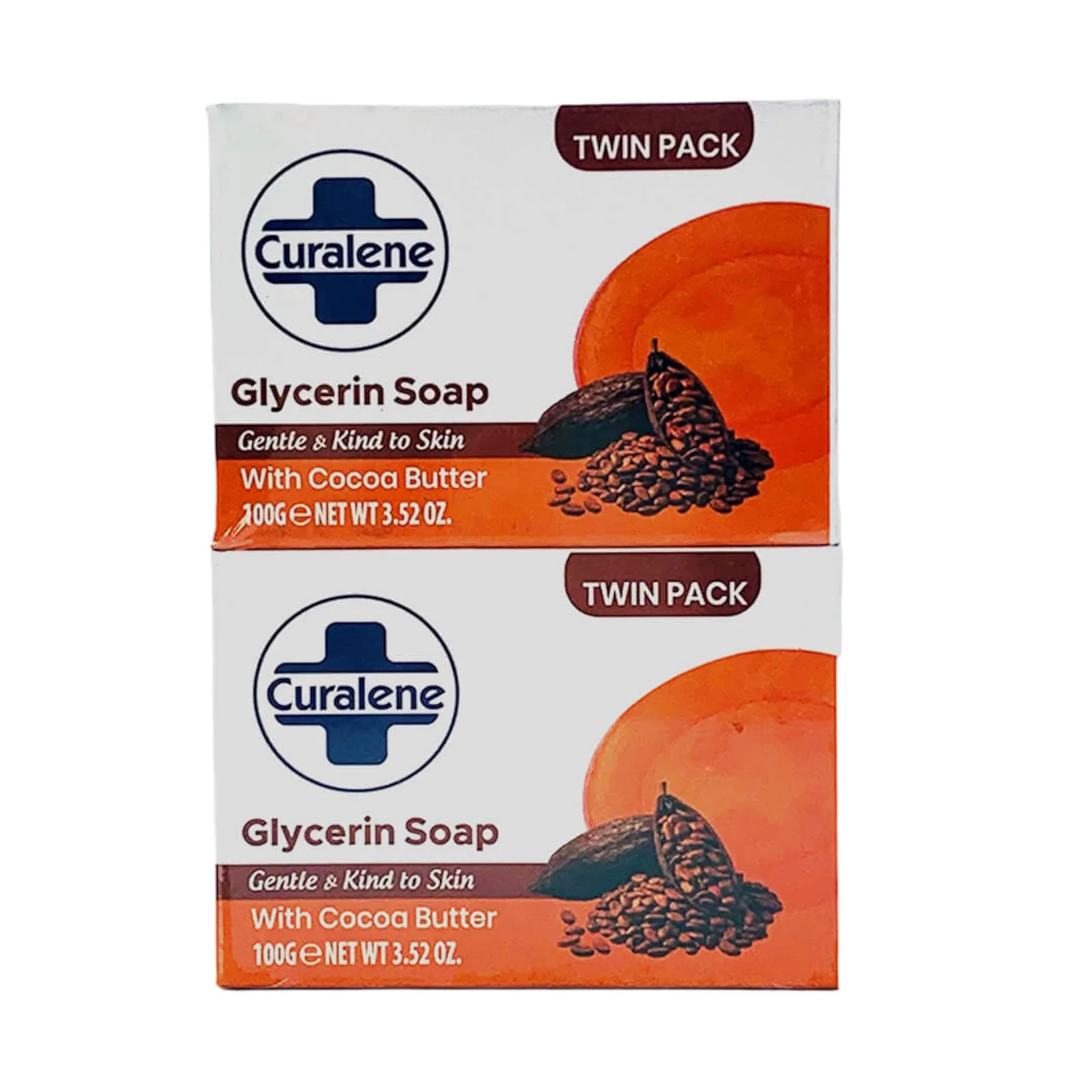 Curalene Glycerin Bar Soap Cocoa Butter Twin Pack 100g