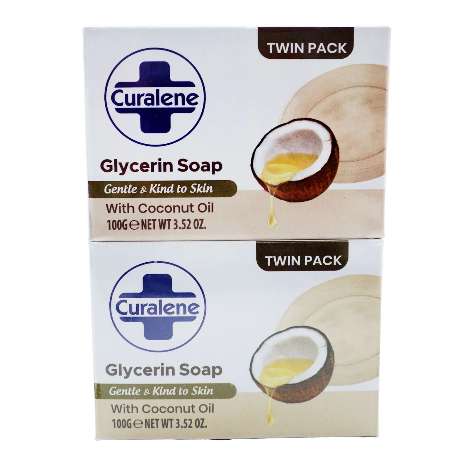 Curalene Glycerin Bar Soap With Coconut Oil twin pack 100g.
