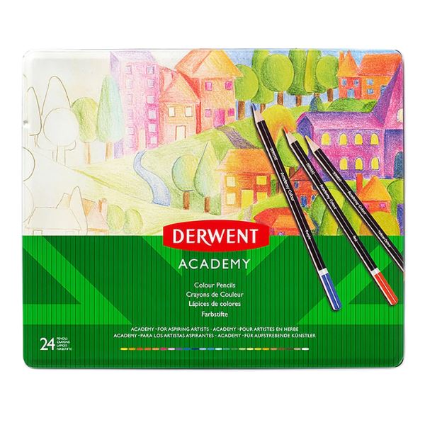 Derwent Academy Colouring Pencils, Set of 24 in Tin Box