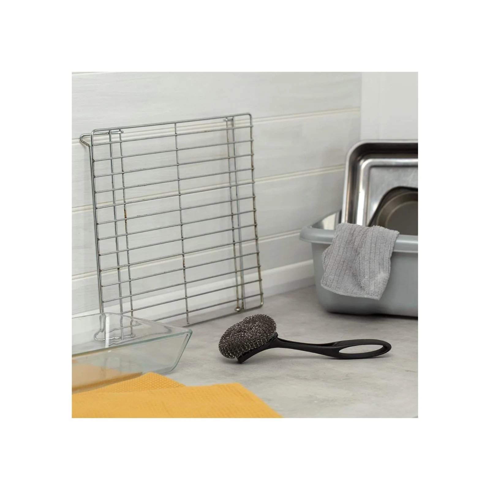 Dishmatic Scrubbee Washing-Up Stainless Steel Scourer Washing-Up Handle with Easy-Grip Handle - Image 7