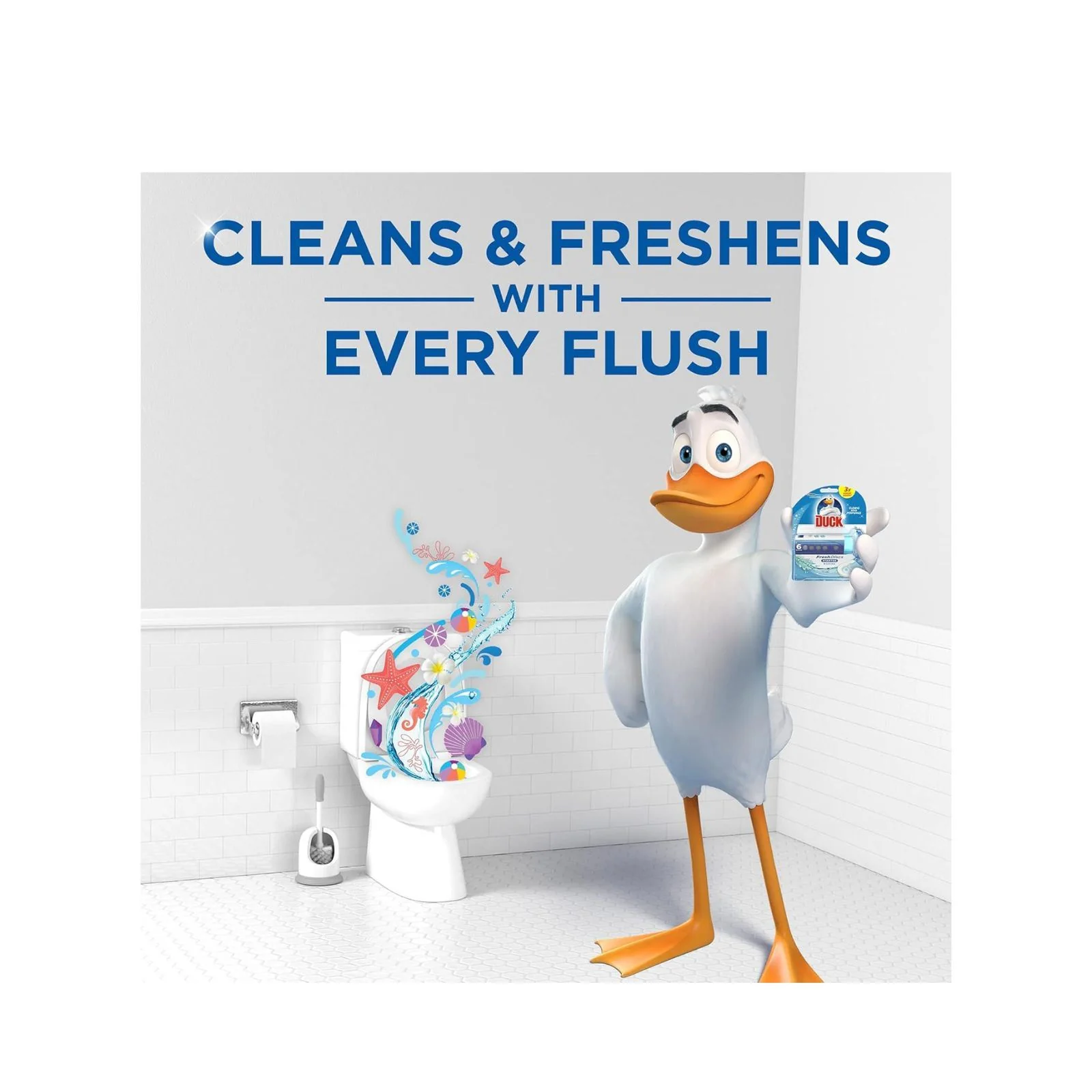Duck Fresh Discs Toilet Cleaner Starter Kit, Marine, 1 Holder + 1 Refill - Image 2