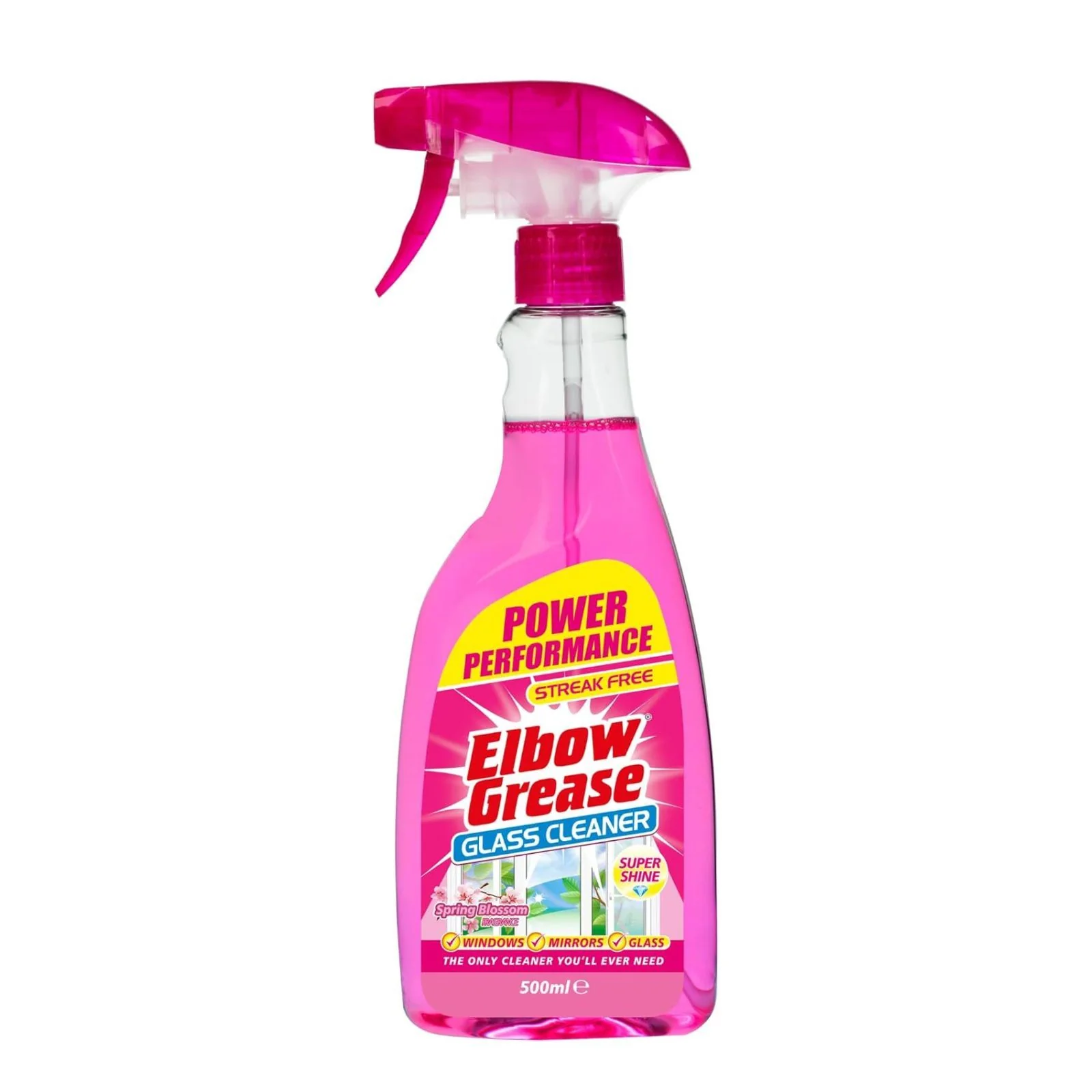 Elbow Grease Pink Glass Cleaner for Windows, Mirrors & Glass, Spring Blossom Fragrance 500ml