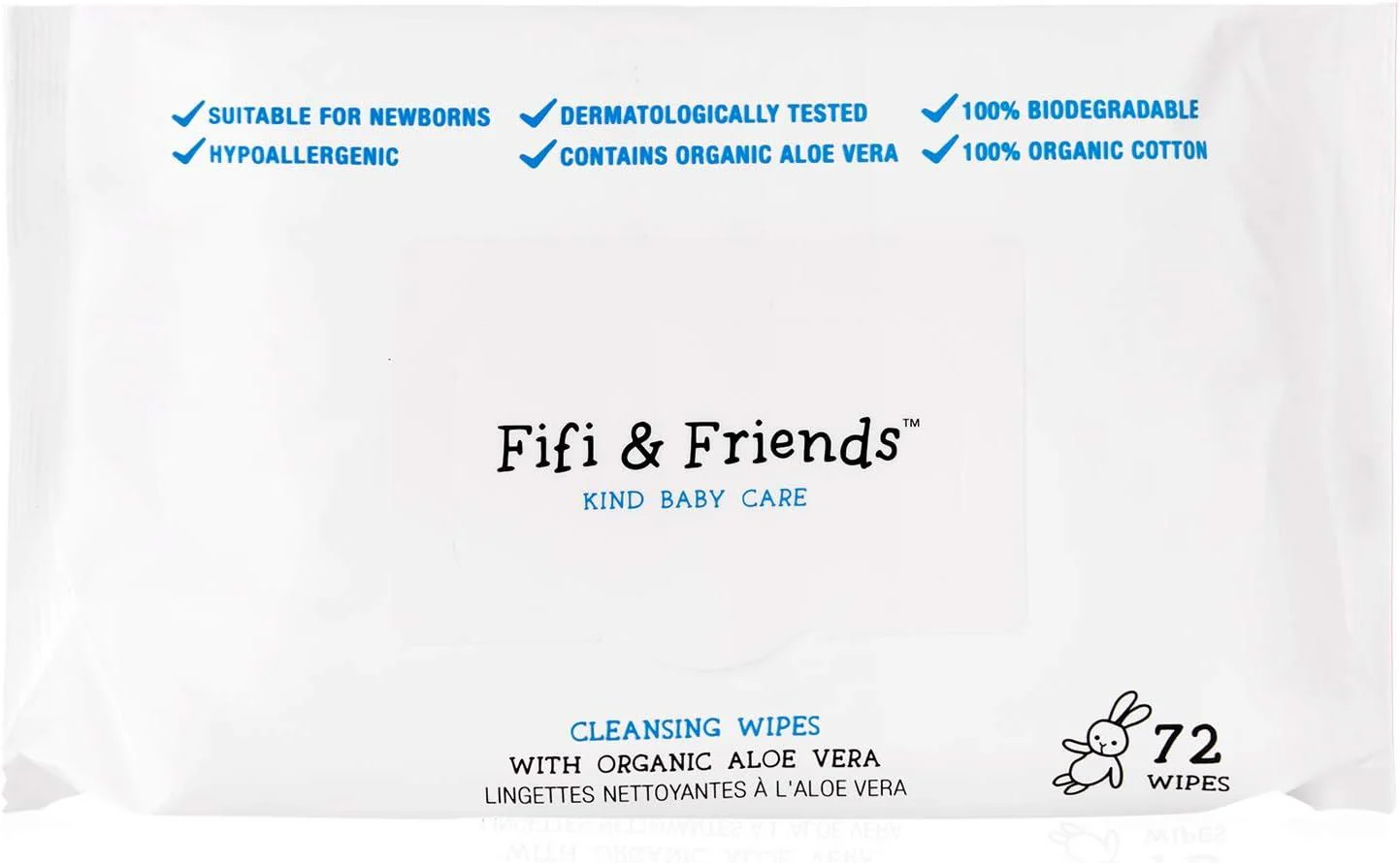Fifi & Friends 100% Organic Cotton Cleansing Baby Wipes 72's (Box of 8)