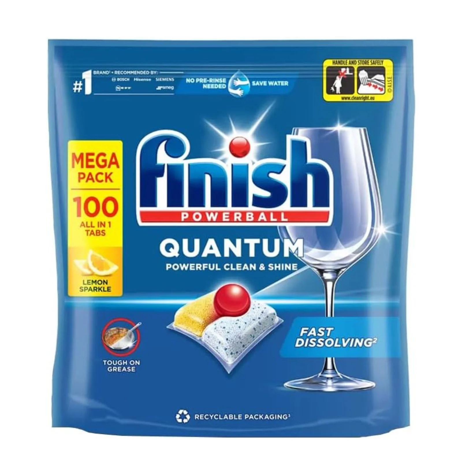Finish Powerball Quantum Dishwasher Tablets For Sparkling Clean Lemon 100 Tabs