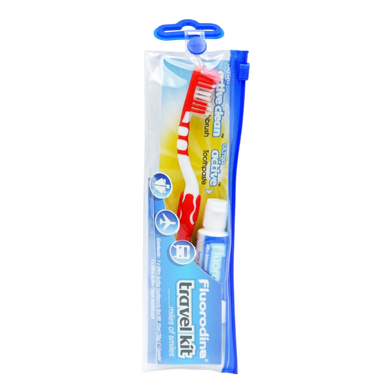 Fluorodine Active Clean Toothbrush & Ultra Active 20g Toothpaste Travel Kit