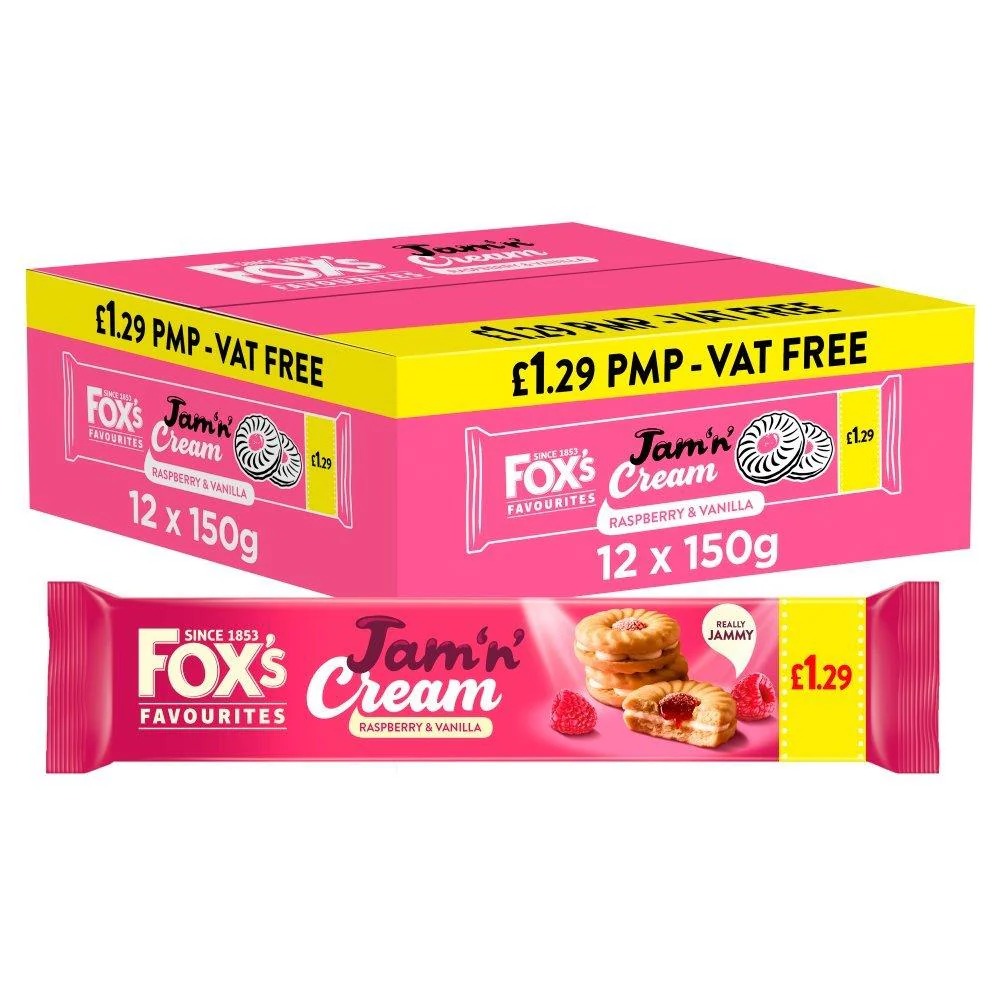 Fox's Jam Sandwich Cream Biscuit (12 x 150g)