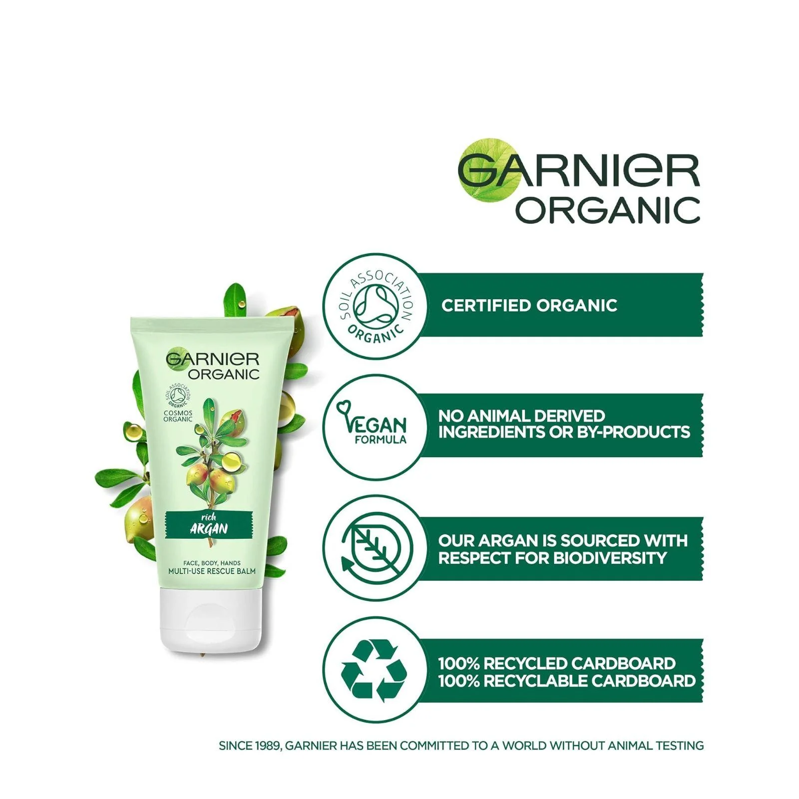 Garnier Organic Argan Multi Use Rescue Balm for Face, Body and Hands, 50ml - Image 2