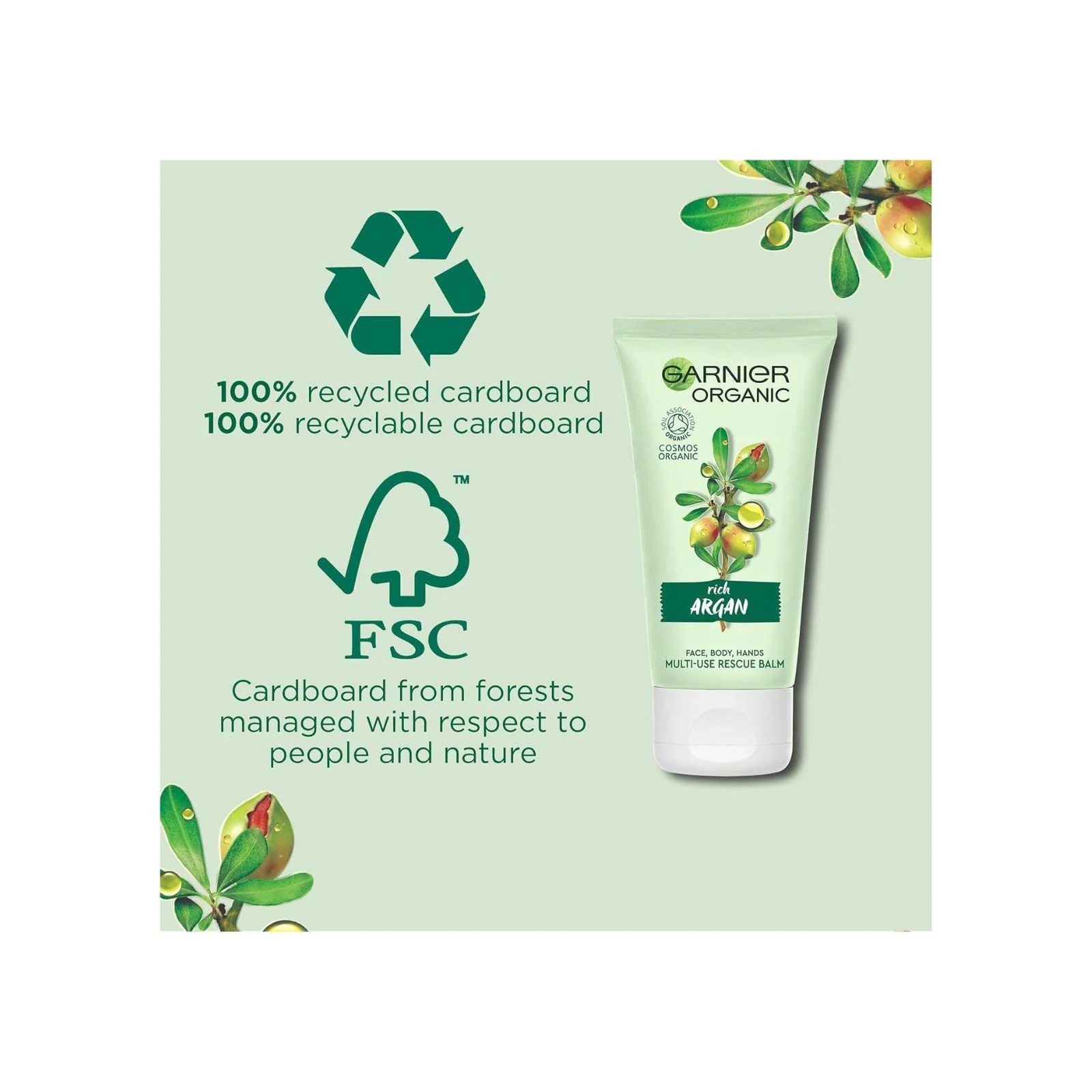 Garnier Organic Argan Multi Use Rescue Balm for Face, Body and Hands, 50ml - Image 4
