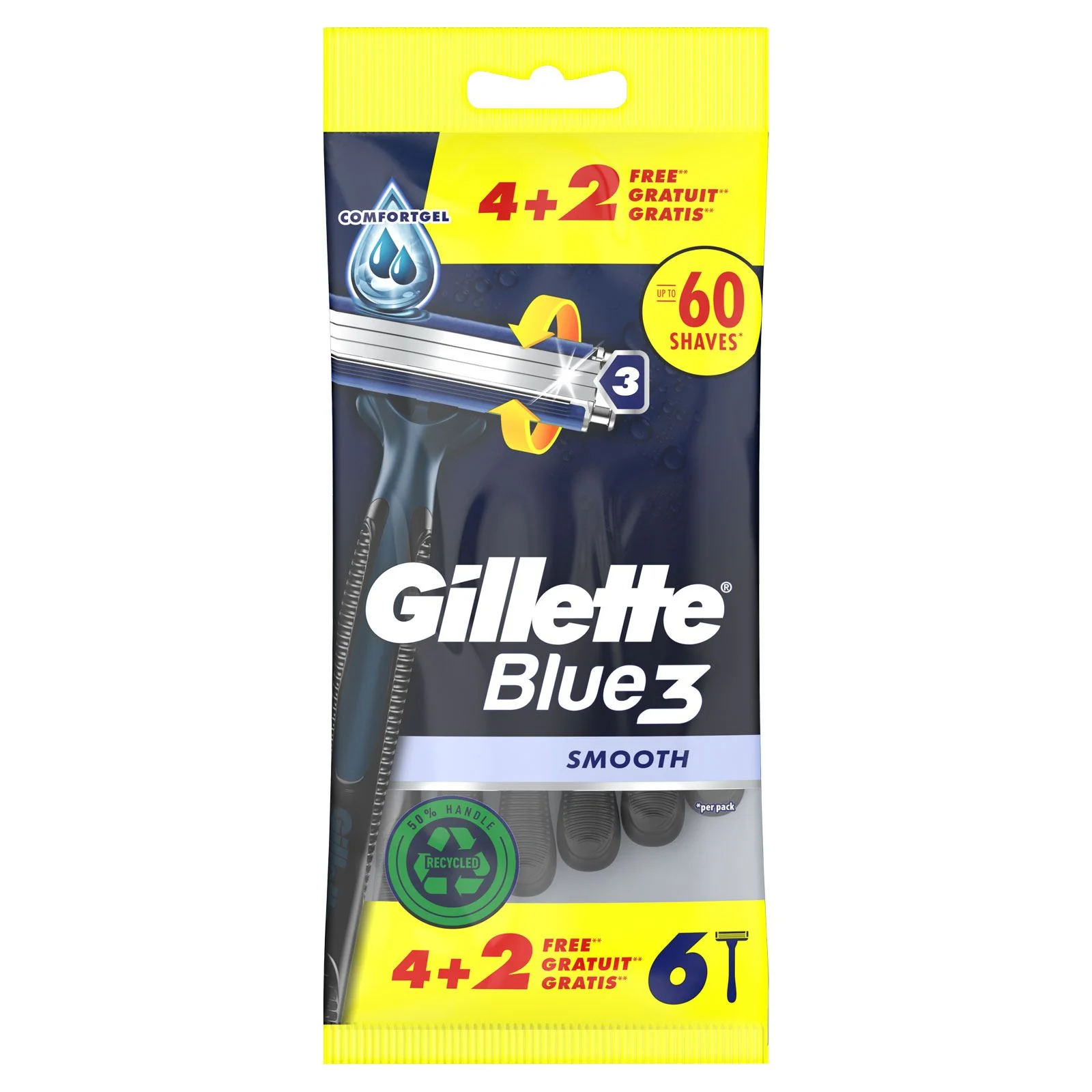 Gillette Blue 3 Disposable Razors 4+2 Pack