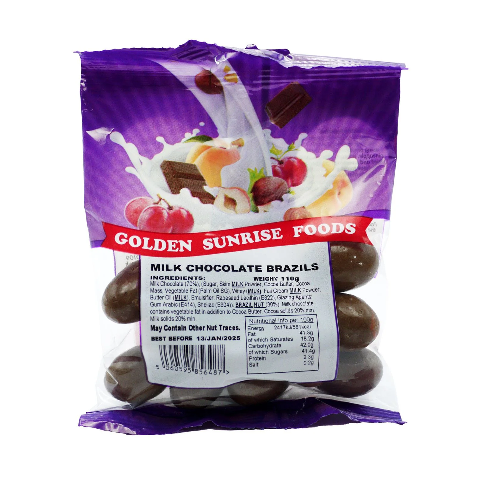 Golden Sunrise Milk Chocolate Brazils 110g (Box of 24)