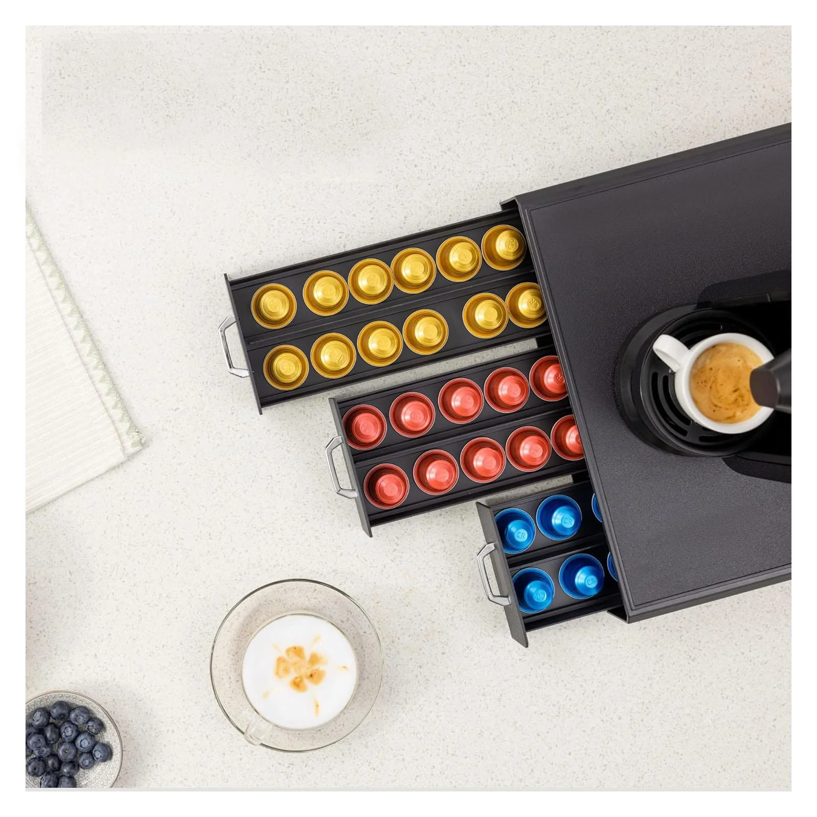 Halter Heat Resistant Coffee Pod Holder with 3 Drawers - Image 2